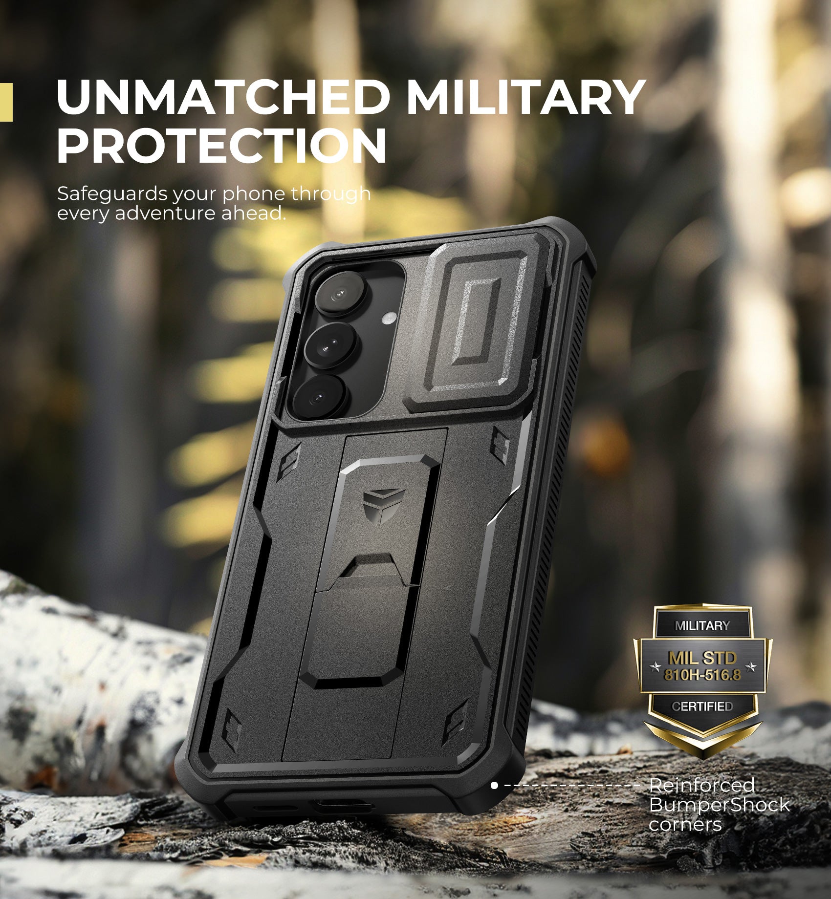Dexnor Case for Samsung Galaxy S25 Plus Full Body With Screen Protector Slide Camera Bumper Kickstand Heavy-duty Shockproof Grade Cover