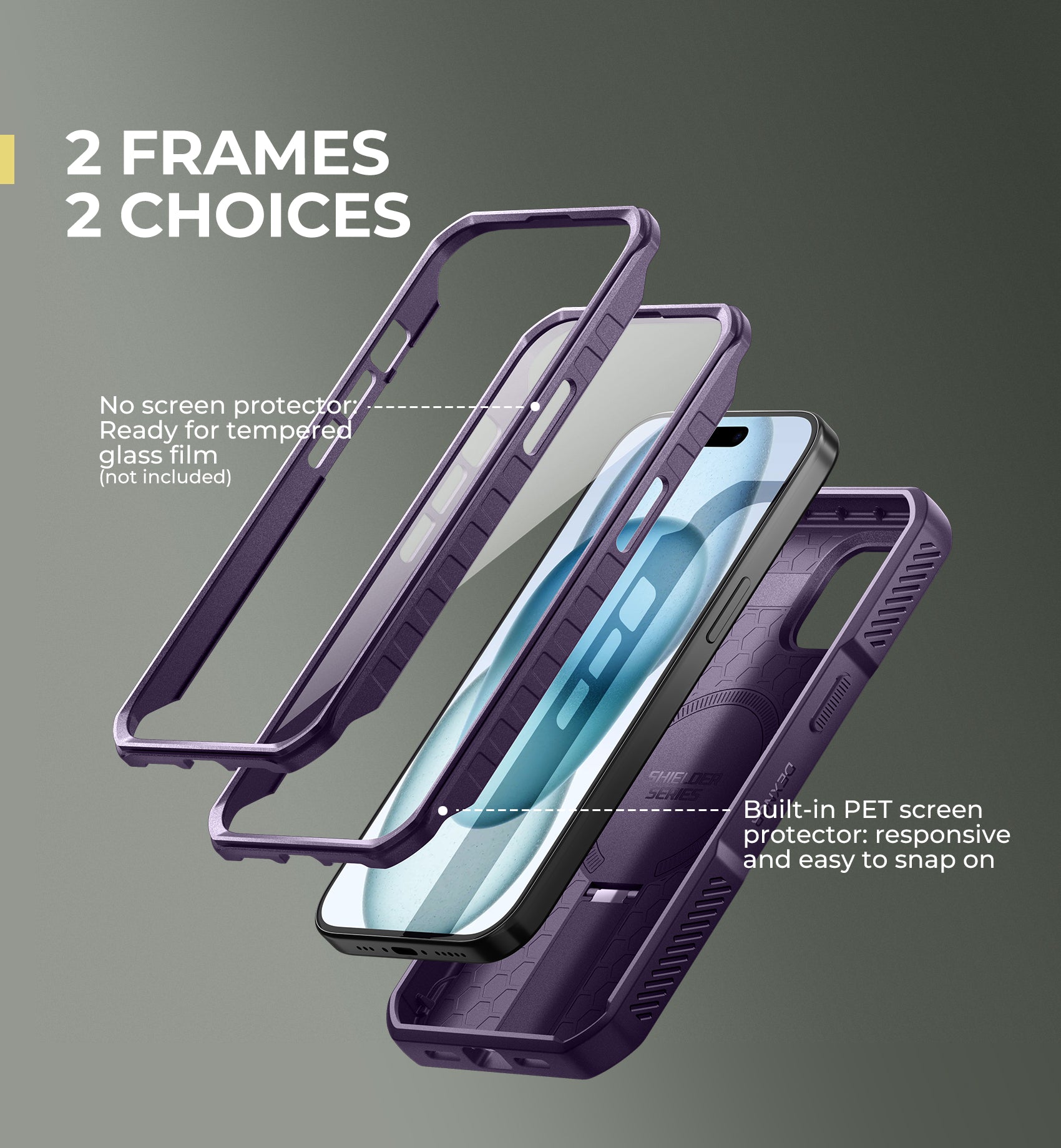 Dexnor Durable Case for iPhone 15 with Built In Screen Protector and Slide Camera Cover 360 Magsafe Rugged Bumper Cover
