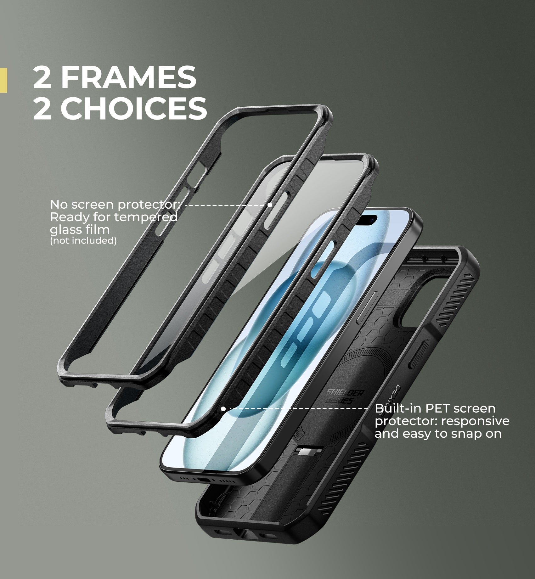 Dexnor Durable Case for iPhone 15 with Built In Screen Protector and Slide Camera Cover 360 Magsafe Rugged Bumper Cover