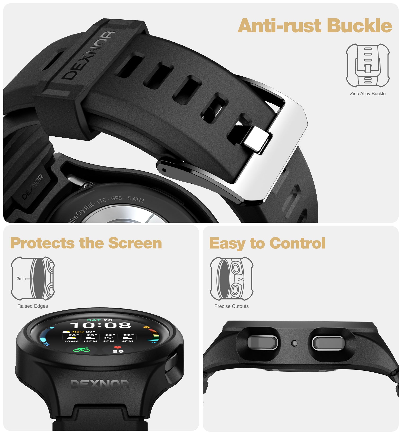 Dexnor Watch Case for Samsung Galaxy Watch 5 Pro band[45mm] Full Body Bumper Shockproof Rugged Raised Bezel Snap-on Cover