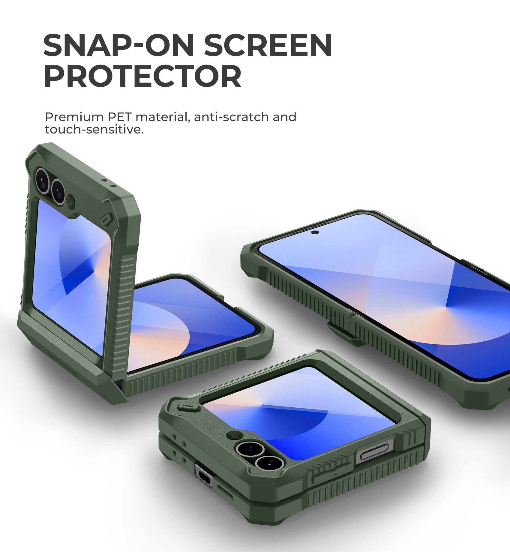 Dexnor Case for Samsung Galaxy Z Flip 6 Hinge Coverage With Screen Protector Full Body Bumper Kickstand Hinge Coverage Shockproof Rugged Cover