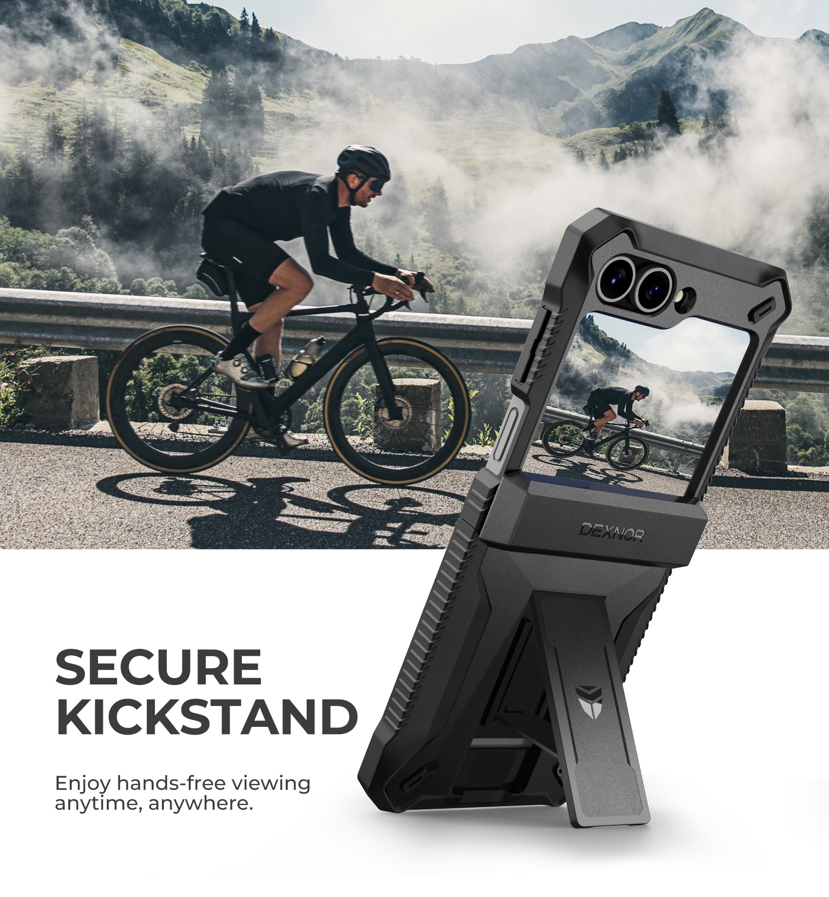 Dexnor Case for Samsung Galaxy Z Flip 6 Hinge Coverage With Screen Protector Full Body Bumper Kickstand Hinge Coverage Shockproof Rugged Cover