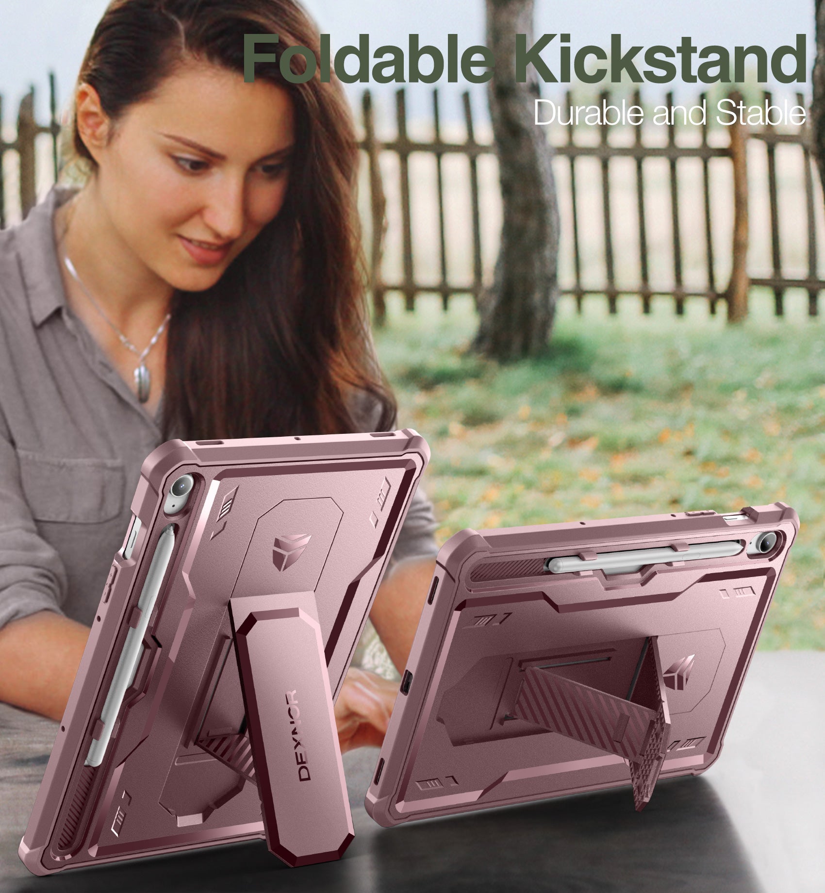 Dexnor Tablet Case for Samsung Galaxy Tab S9 FE With Screen Protector Full Body Bumper Kickstand Heavy-duty Shockproof Rugged Pen Holder Cover.