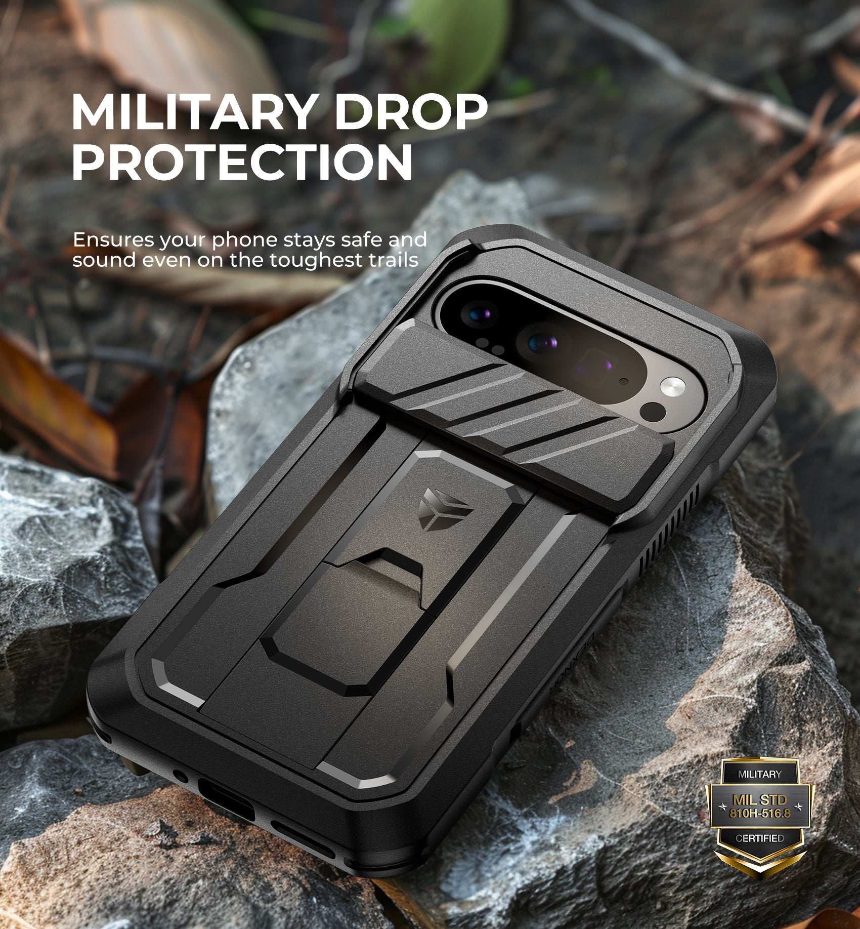 Dexnor Case for Google Pixel 9 Pro With Screen Protector Full Body Bumper Kickstand Heavy-duty Shockproof Rugged Cover.