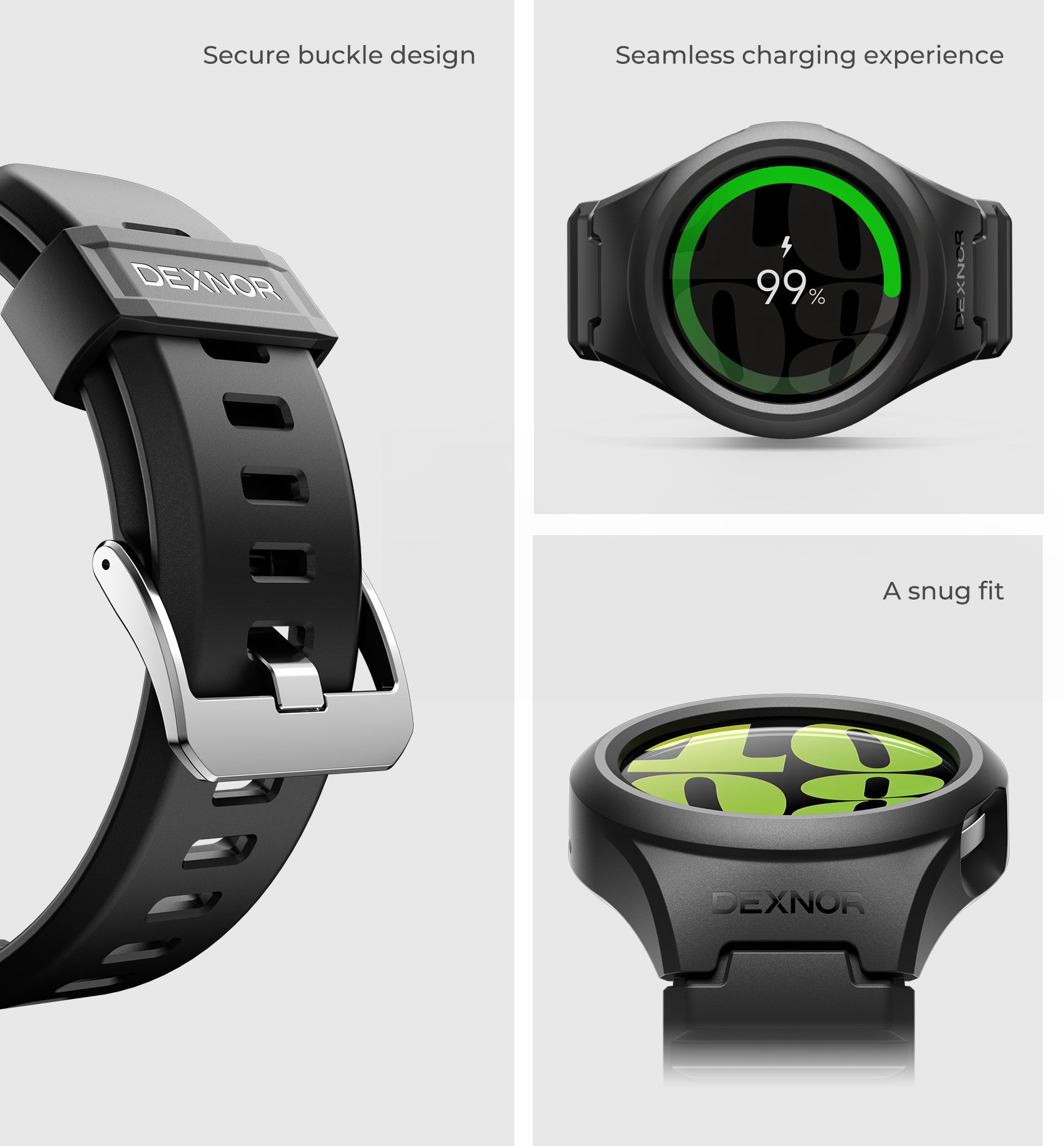 Dexnor Watch Case for Samsung Galaxy Watch 6 Band [44mm] Full Body Bumper Shockproof Rugged Raised Bezel Snap-on Cover.