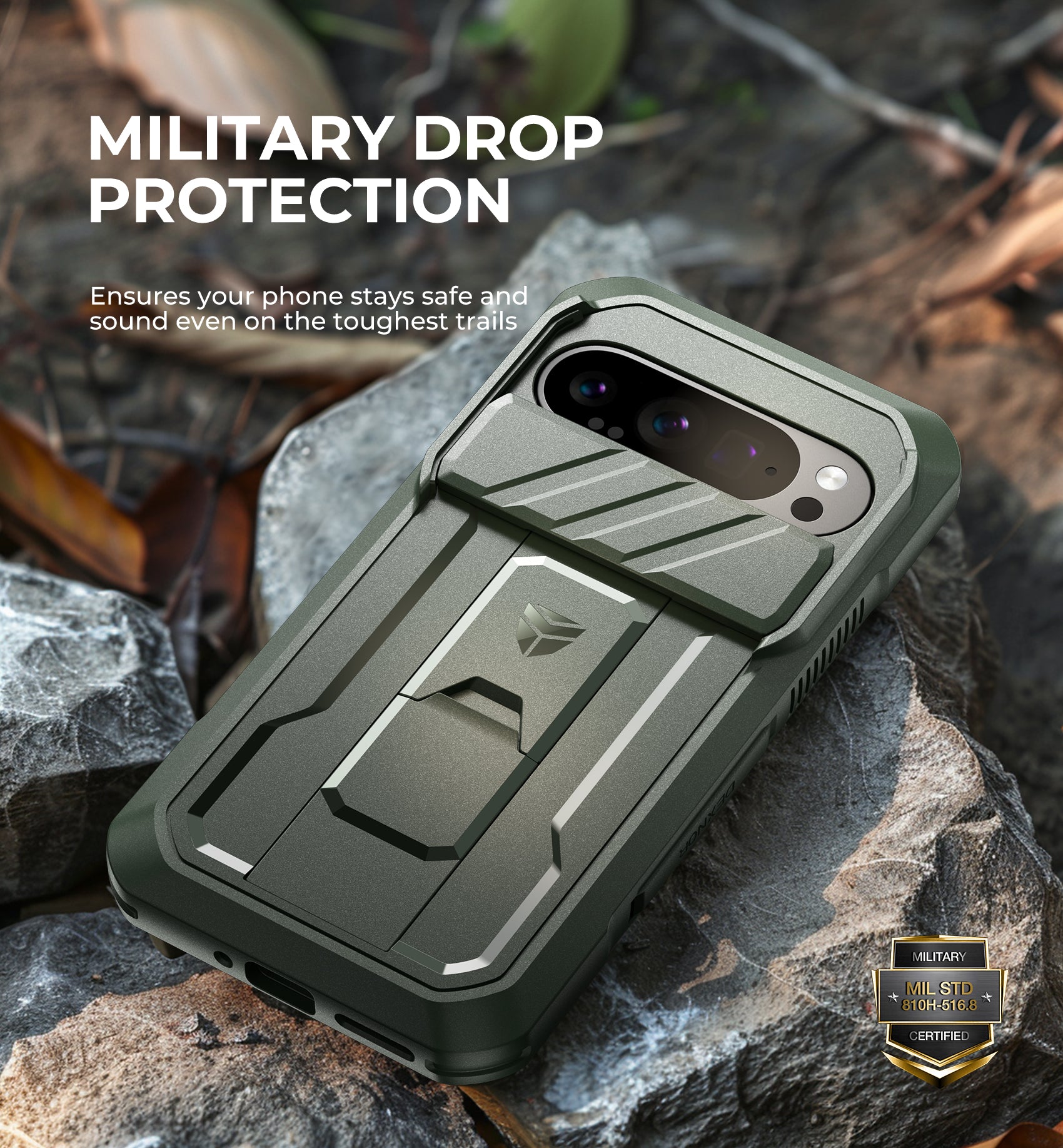 Dexnor Case for Google Pixel 9 Pro With Screen Protector Full Body Bumper Kickstand Heavy-duty Shockproof Rugged Cover.