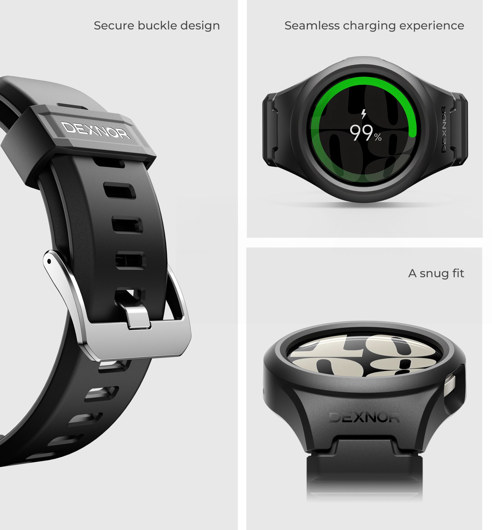 Dexnor Watch Case for Samsung Galaxy Watch 6 Band [40mm] Full Body Bumper Shockproof Rugged Raised Bezel Snap-on Cover.