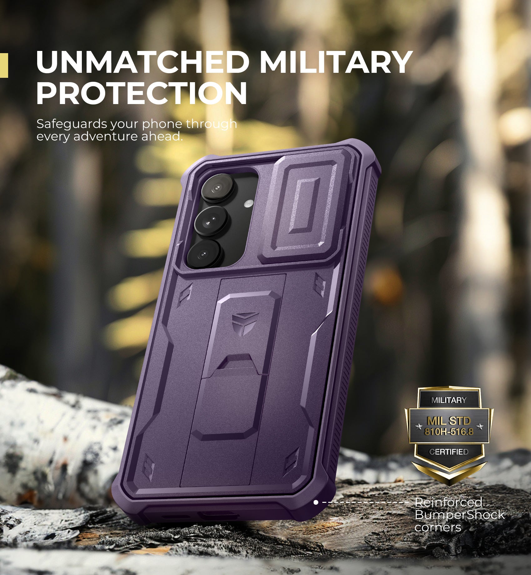 Dexnor Case for Samsung Galaxy S25 Plus Full Body With Screen Protector Slide Camera Bumper Kickstand Heavy-duty Shockproof Grade Cover