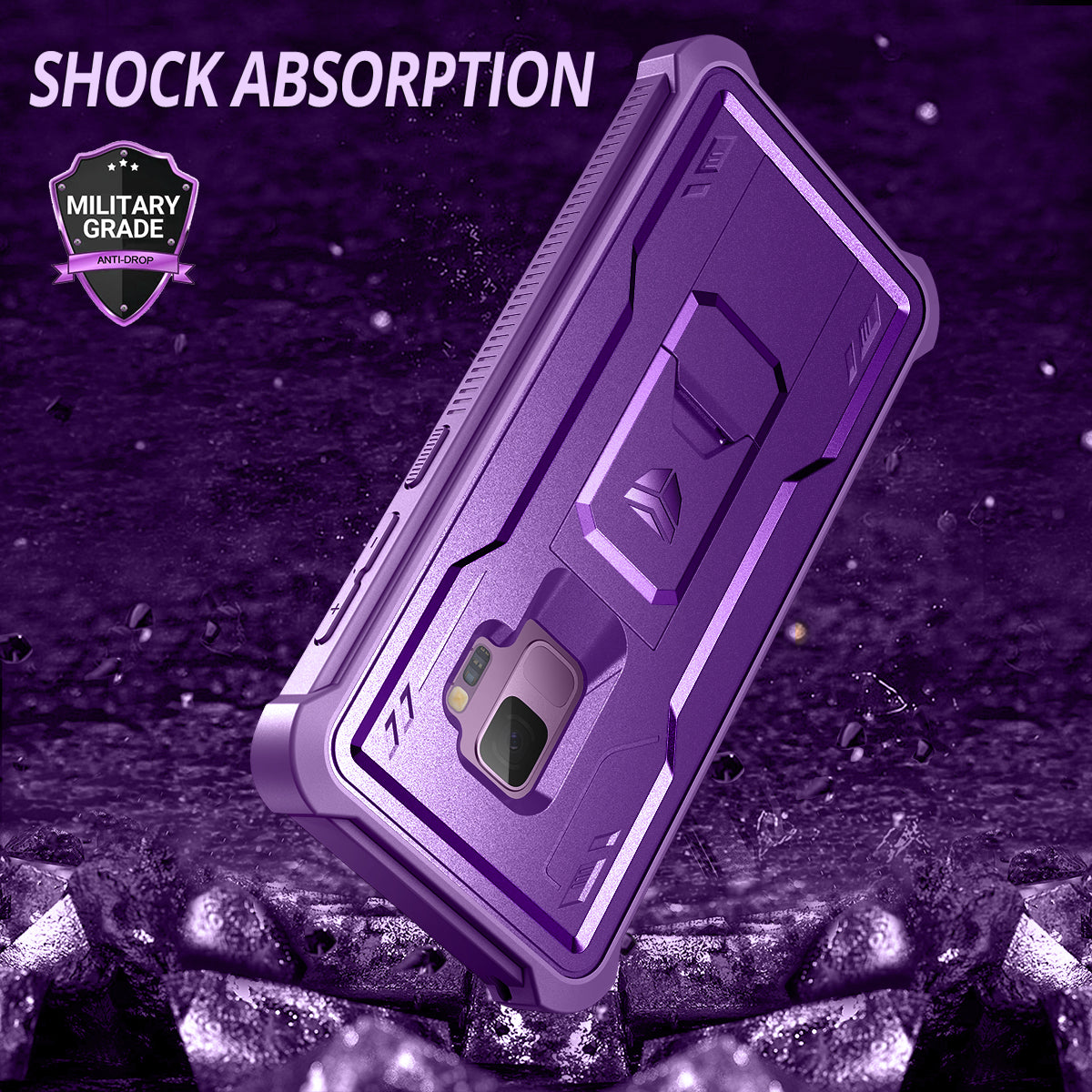 Dexnor Case for Samsung Galaxy S9 With Single Screen Protector Full Body Bumper Kickstand Heavy-duty Shockproof Rugged Cover.