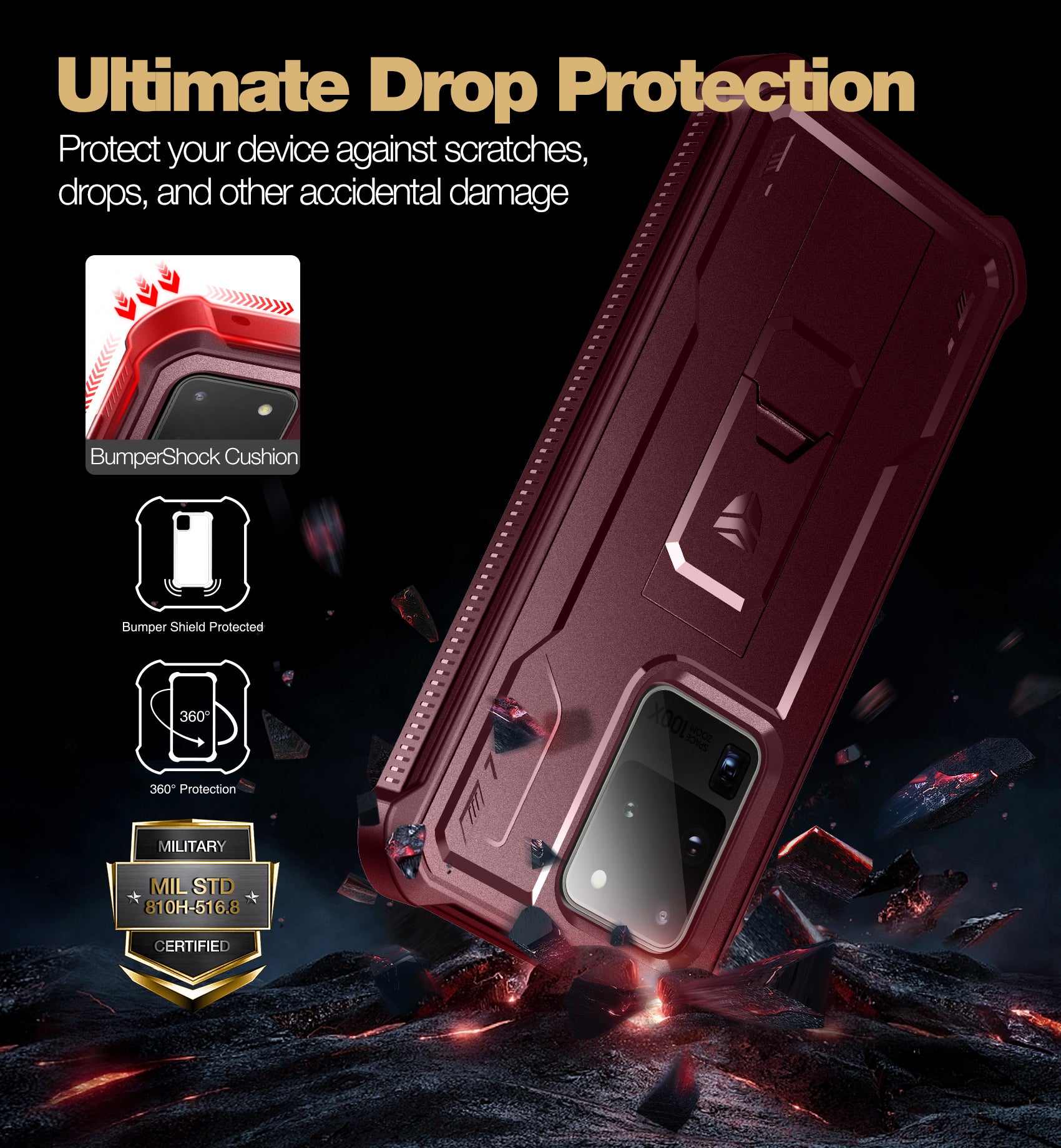 Dexnor Case for Samsung Galaxy S20 Ultra With Single Screen Protector Full Body Bumper Kickstand Heavy-duty Shockproof Rugged Cover.
