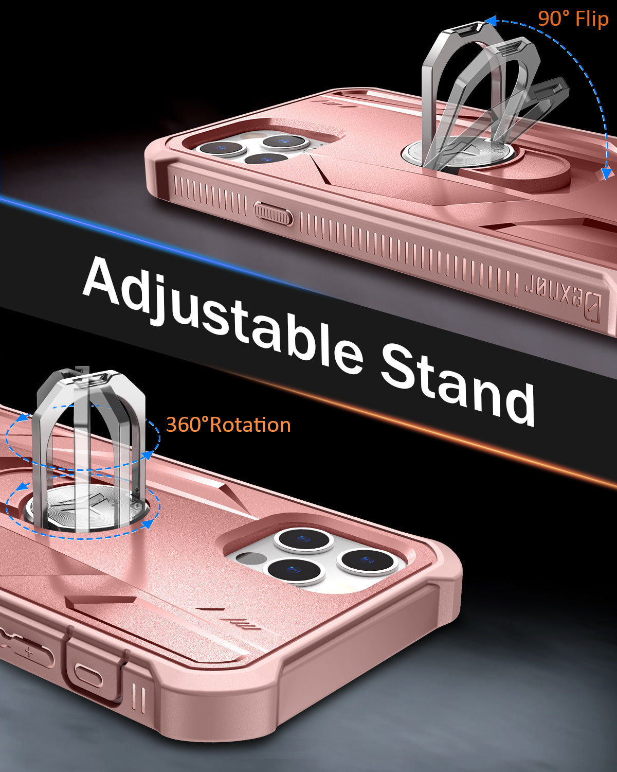 Dexnor Rugged Full Body Case for iPhone 12/12 Pro with Screen Protector & Ring Kickstand Car Mount, Slim Shockproof Protective Bumper Cover with Anti Dust Plugs.