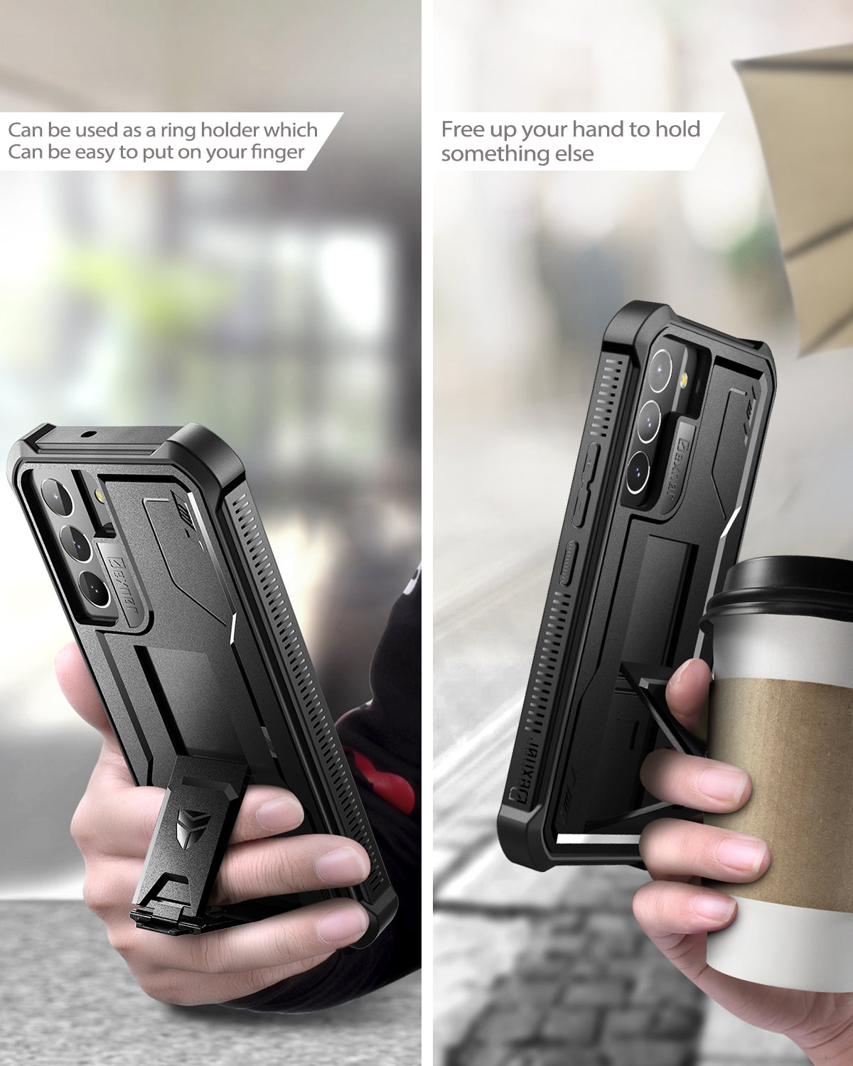 Dexnor Case for Samsung Galaxy S22 Plus With Single Screen Protector Full Body Bumper Kickstand Heavy-duty Shockproof Rugged  Cover.