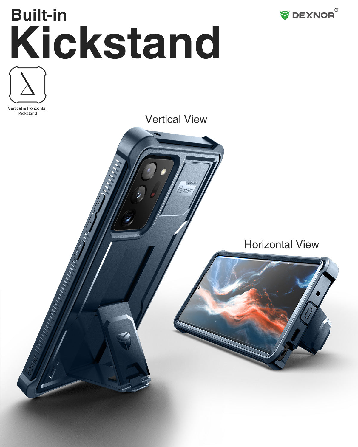 Dexnor Case for Samsung Galaxy Note 20 Ultra With Single Screen Protector Full Body Bumper Kickstand Heavy-duty Shockproof Rugged  Cover.