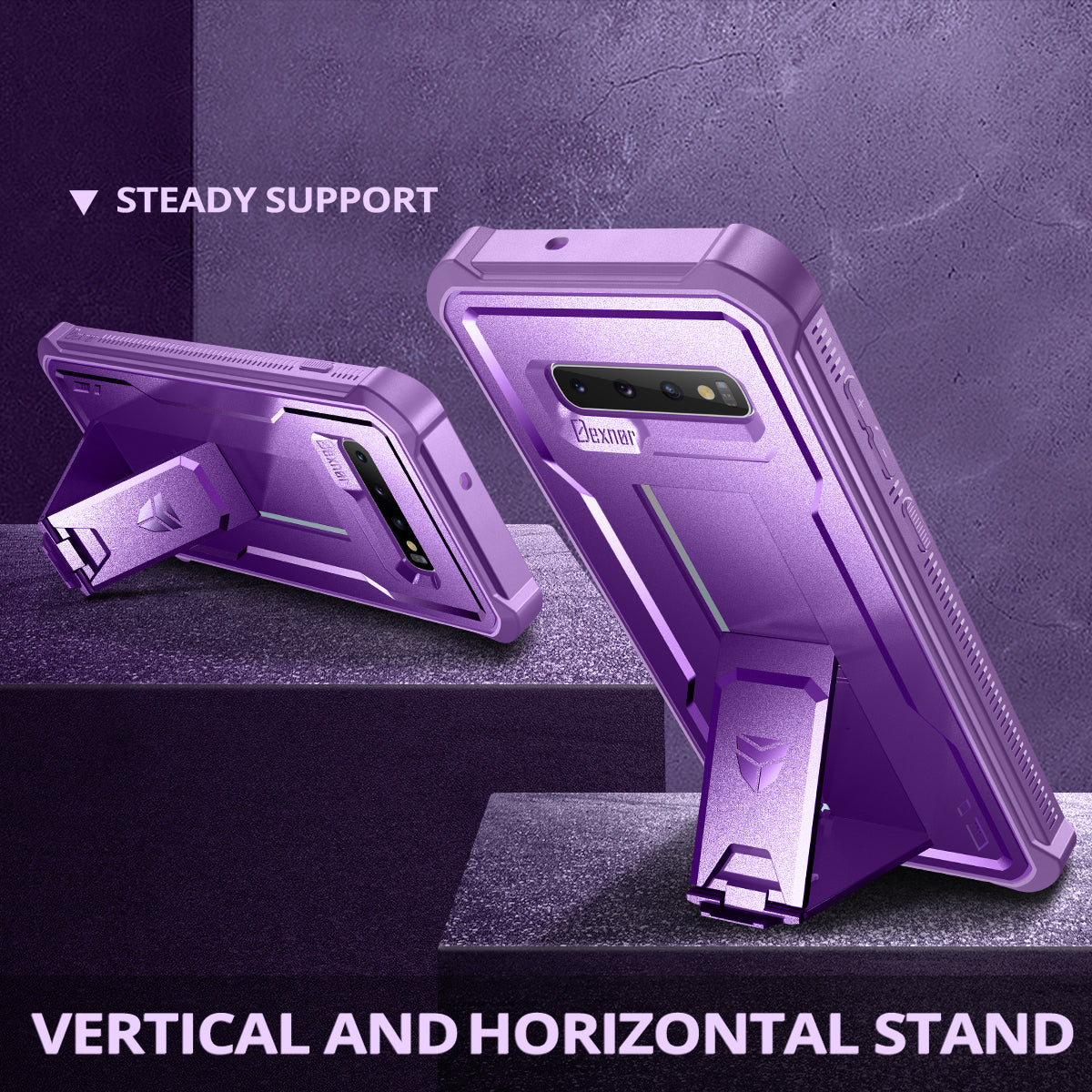 Dexnor Case for Samsung Galaxy S10 With Single Screen Protector Full Body Bumper Kickstand Heavy-duty Shockproof Rugged  Cover.