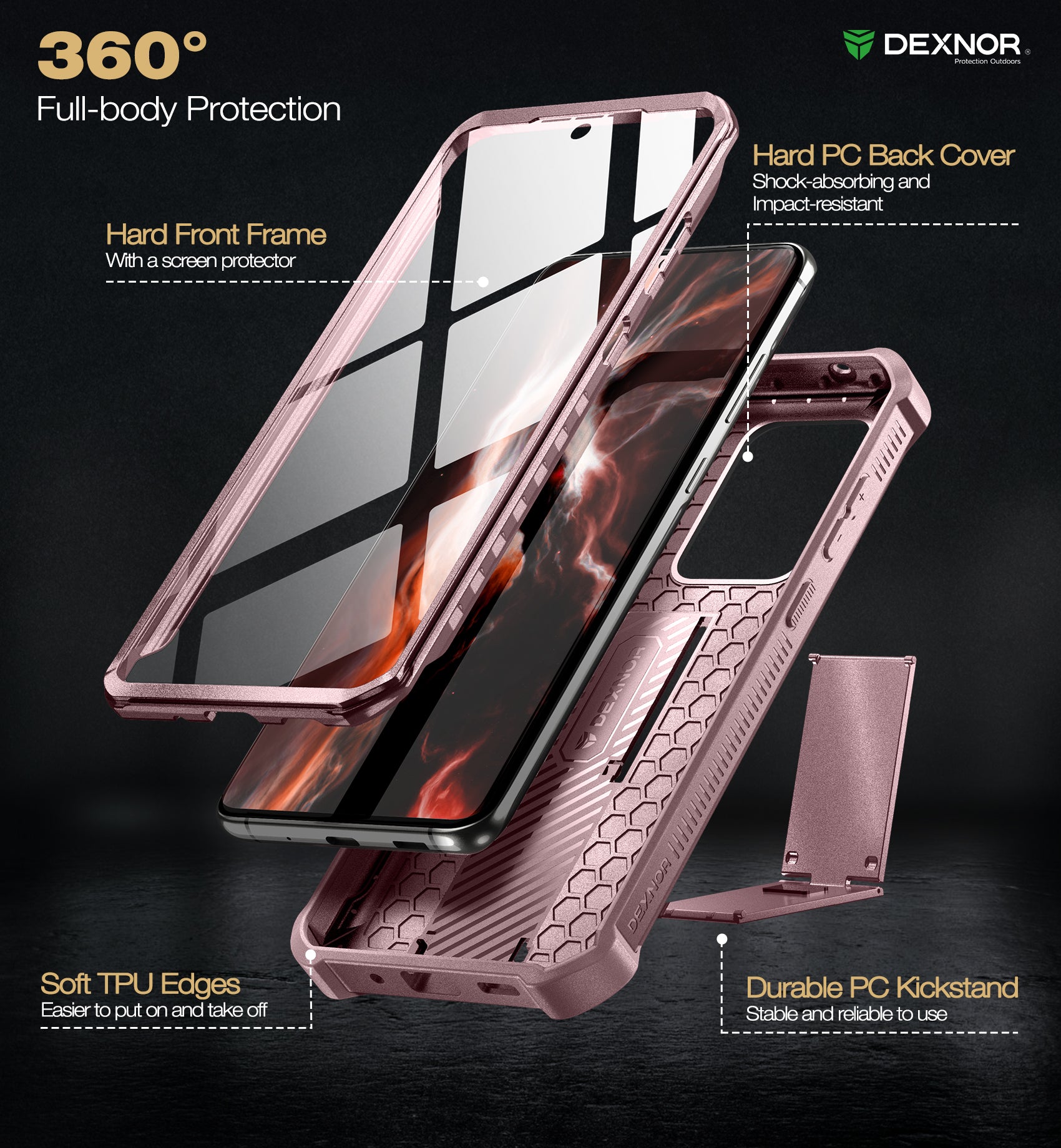 Dexnor Case for Samsung Galaxy S20 Ultra With Single Screen Protector Full Body Bumper Kickstand Heavy-duty Shockproof Rugged Cover.