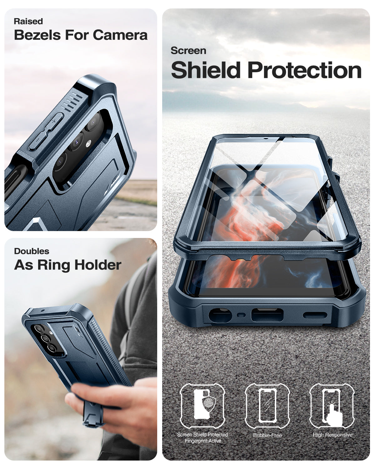 Dexnor Case for Samsung Galaxy A13 5G With Single Screen Protector Full Body Bumper Kickstand Heavy-duty Shockproof Rugged Cover.