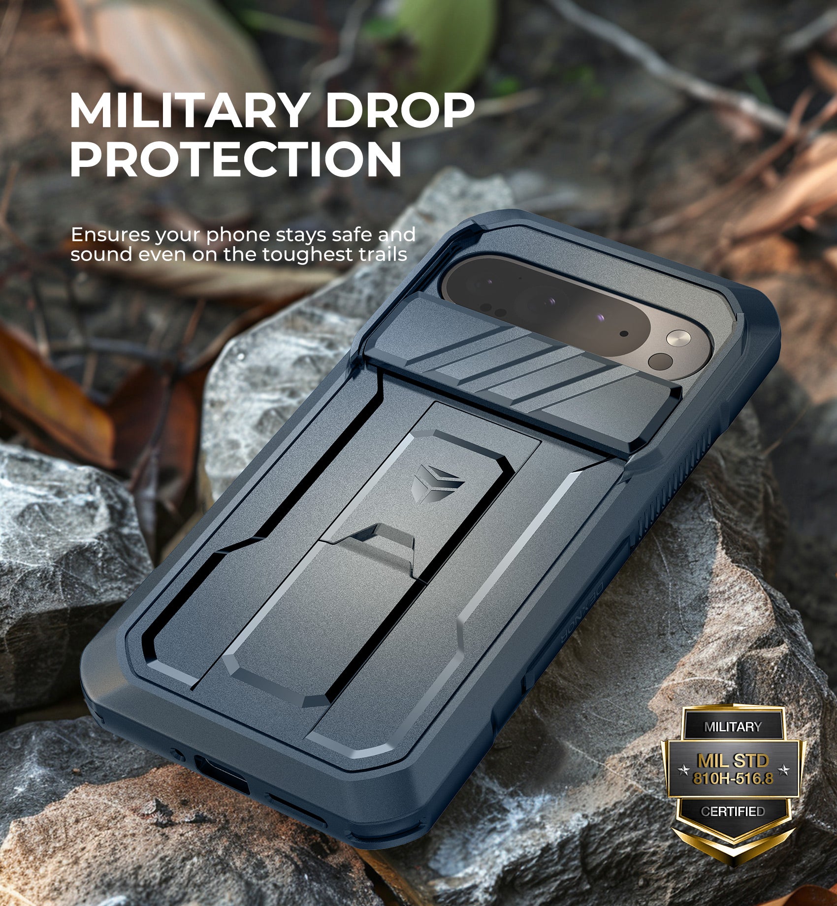 Dexnor Case for Google Pixel 9 Pro XL With Screen Protector Full Body Bumper Kickstand Heavy-duty Shockproof Rugged Military Grade Cover.