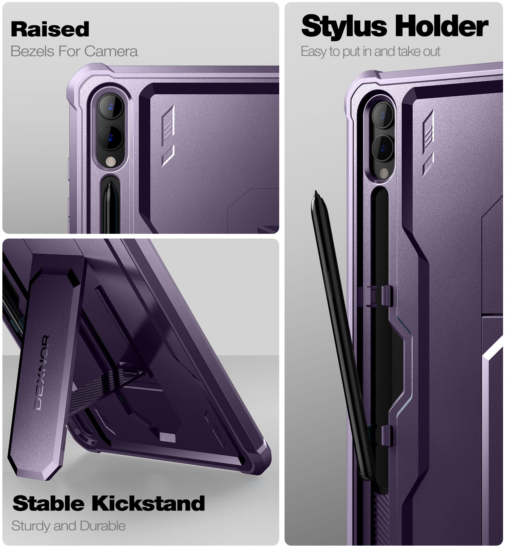 Dexnor Tablet Case for Samsung Galaxy Tab S9 Plus With Screen Protector Full Body Bumper Kickstand Heavy-duty Shockproof Rugged Pen Holder Cover.