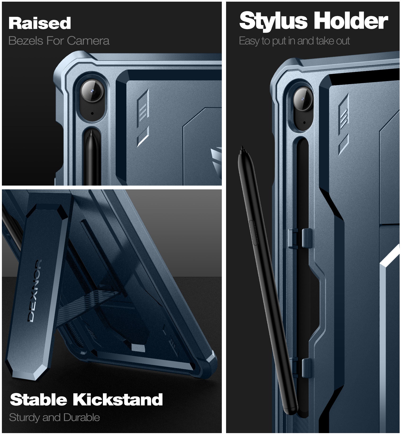 Dexnor Tablet Case for Samsung Galaxy Tab S9 FE With Screen Protector Full Body Bumper Kickstand Heavy-duty Shockproof Rugged Pen Holder Cover.