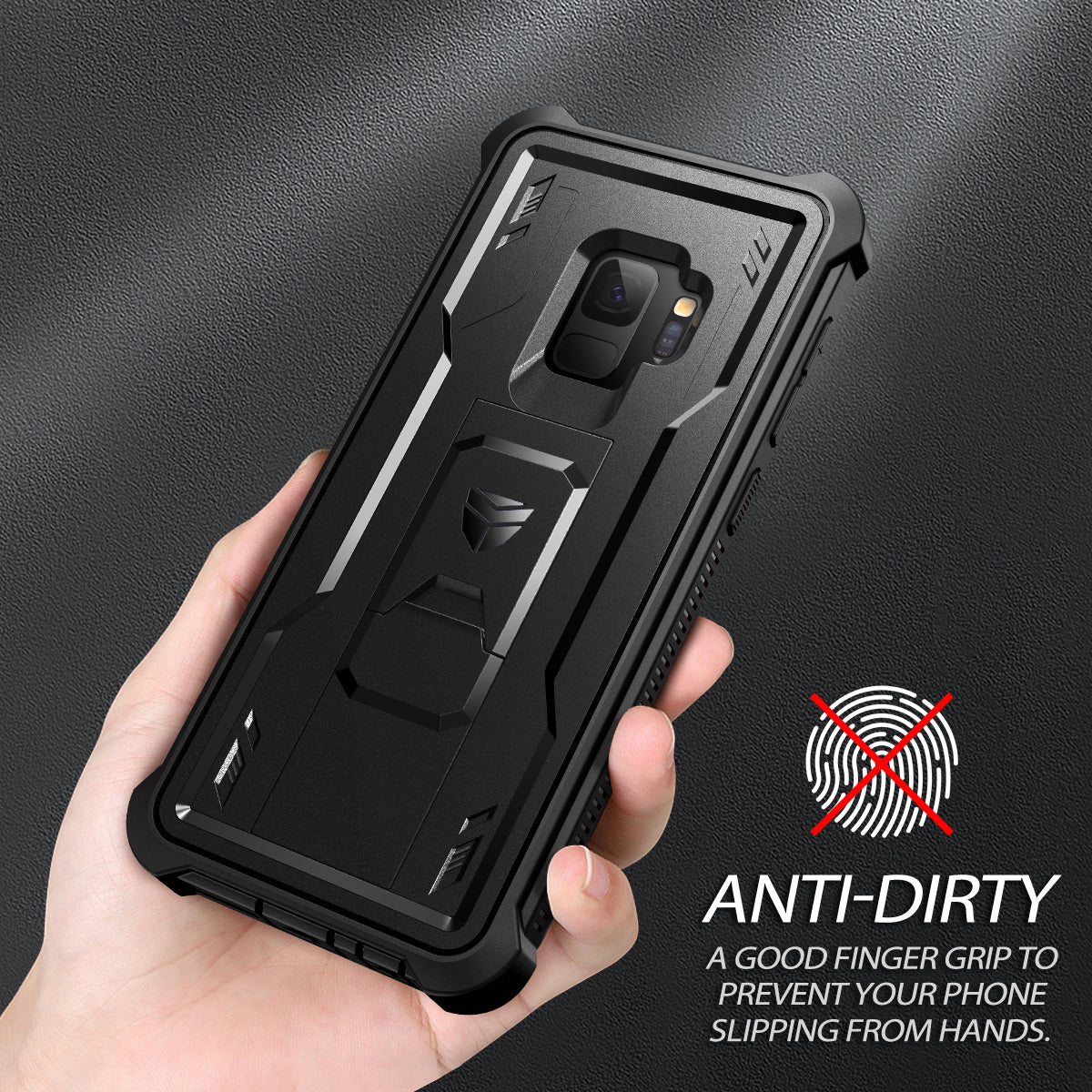 Dexnor Case for Samsung Galaxy S9 With Single Screen Protector Full Body Bumper Kickstand Heavy-duty Shockproof Rugged Cover.