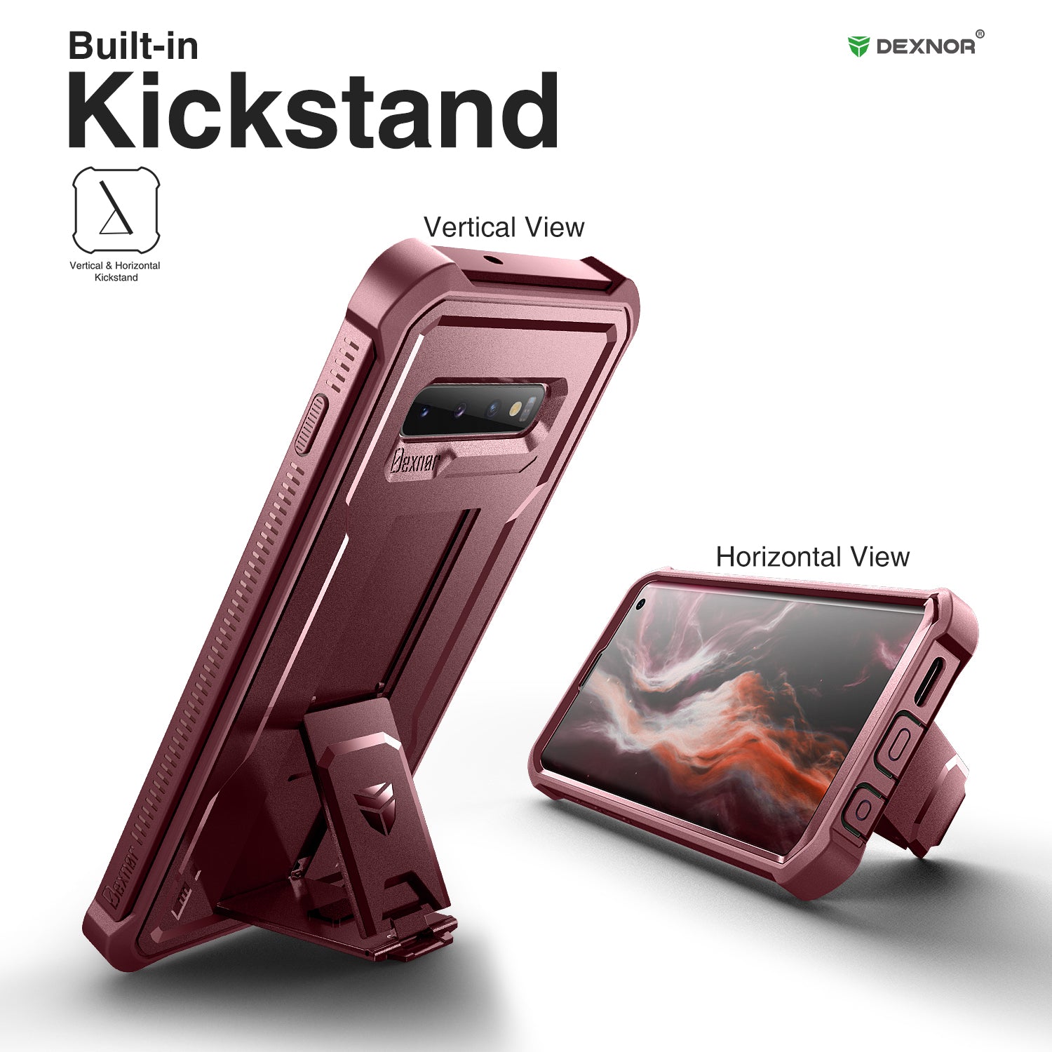Dexnor Case for Samsung Galaxy S10 With Single Screen Protector Full Body Bumper Kickstand Heavy-duty Shockproof Rugged  Cover.