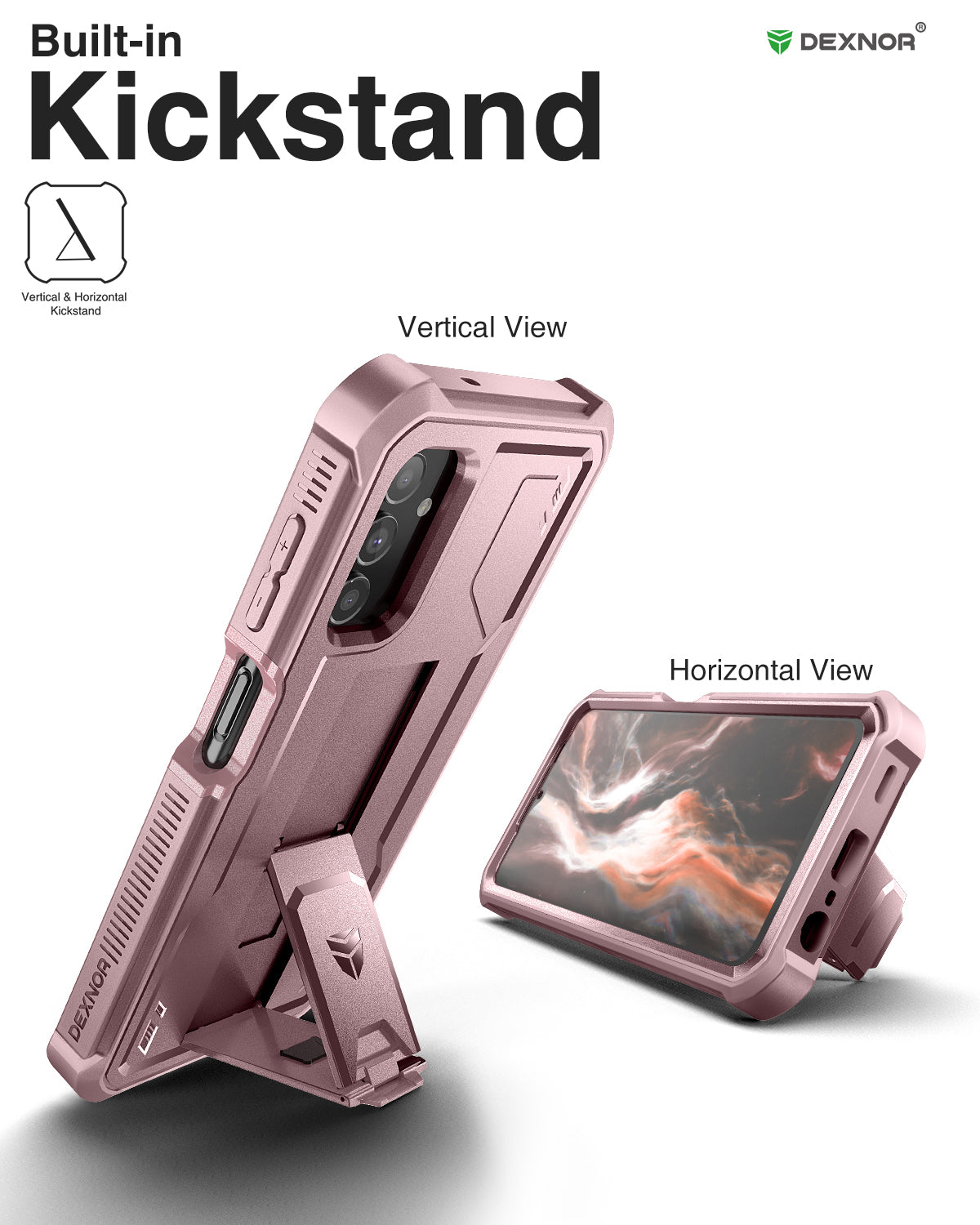 Dexnor Case for Samsung Galaxy A13 5G With Single Screen Protector Full Body Bumper Kickstand Heavy-duty Shockproof Rugged Cover.