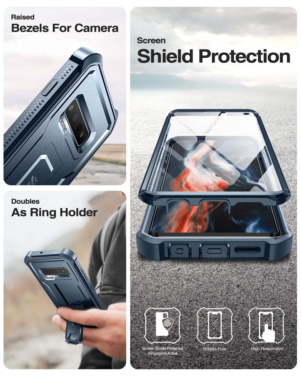 Dexnor Case for Samsung Galaxy S10 With Single Screen Protector Full Body Bumper Kickstand Heavy-duty Shockproof Rugged  Cover.