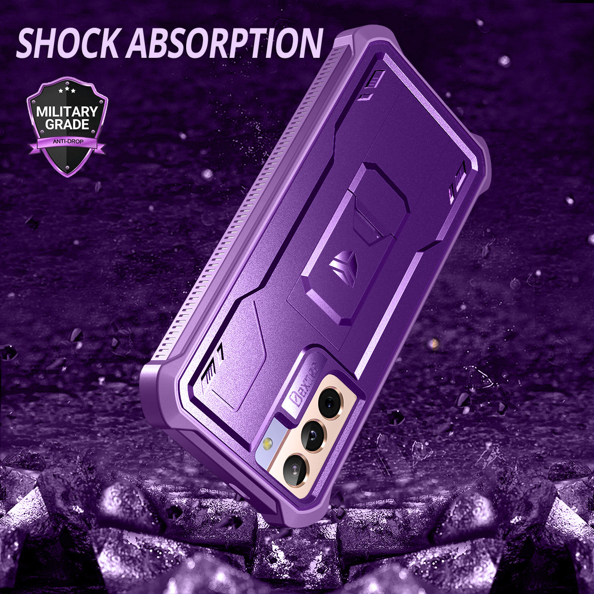 Dexnor Case for Samsung Galaxy S21 With Single Screen Protector Full Body Bumper Kickstand Heavy-duty Shockproof Rugged Cover.