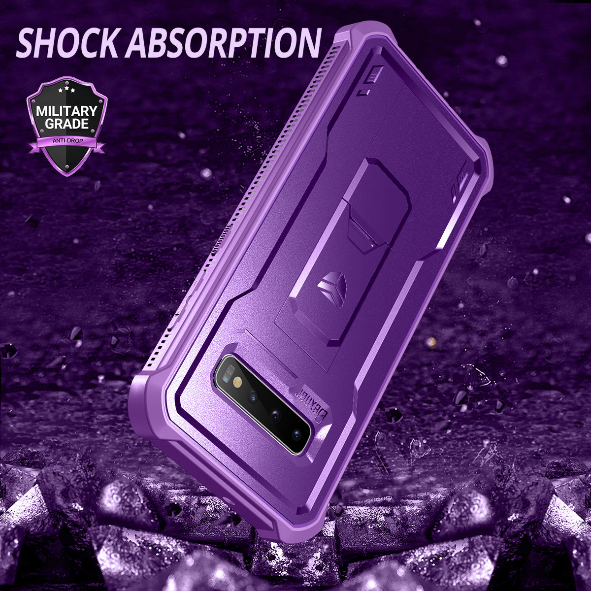 Dexnor Case for Samsung Galaxy S10 With Single Screen Protector Full Body Bumper Kickstand Heavy-duty Shockproof Rugged  Cover.