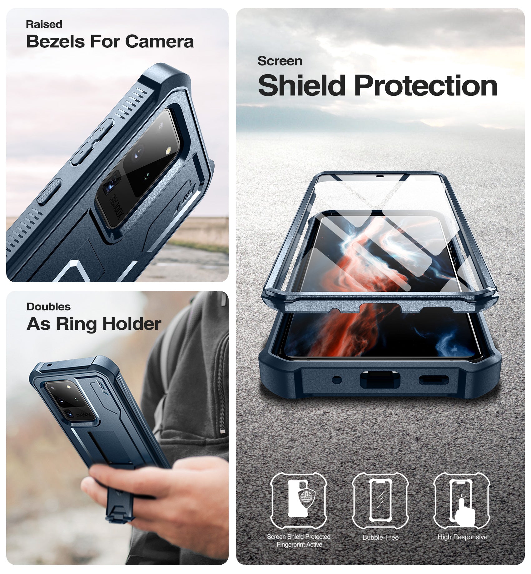 Dexnor Case for Samsung Galaxy S20 Ultra With Single Screen Protector Full Body Bumper Kickstand Heavy-duty Shockproof Rugged Cover.
