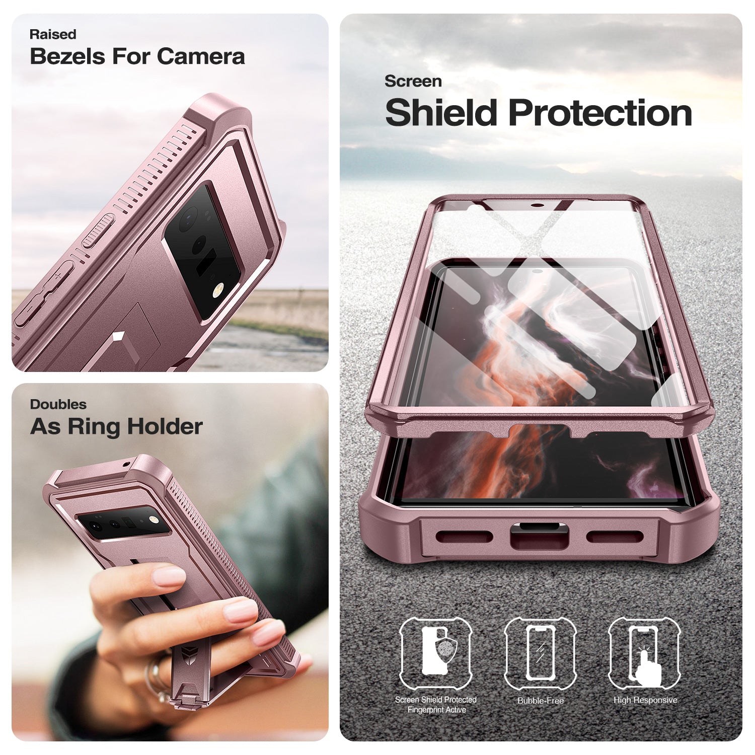 Dexnor Case for Google Pixel 6 Pro 5G With Screen Protector Full Body Bumper Kickstand Heavy-duty Shockproof Rugged Cover.