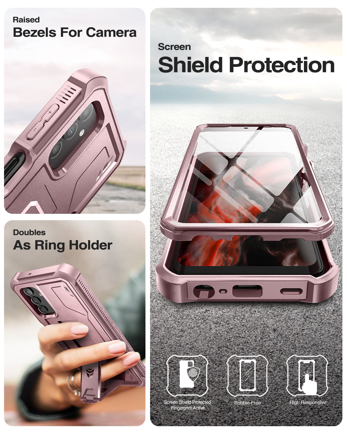 Dexnor Case for Samsung Galaxy A13 5G With Single Screen Protector Full Body Bumper Kickstand Heavy-duty Shockproof Rugged Cover.