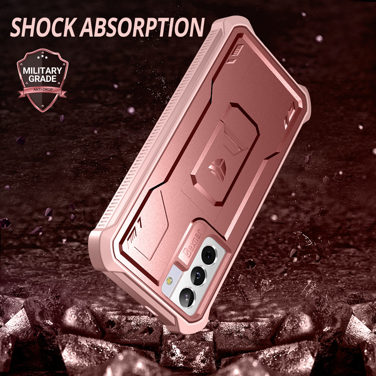Dexnor Case for Samsung Galaxy S21 With Single Screen Protector Full Body Bumper Kickstand Heavy-duty Shockproof Rugged Cover.