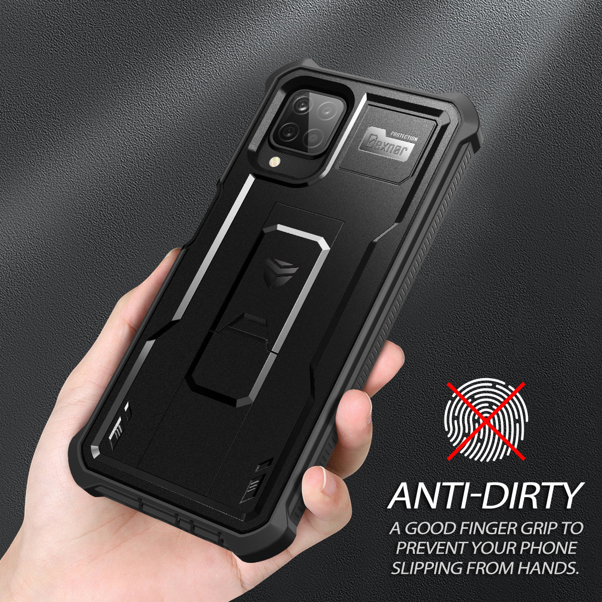 Dexnor Case for Samsung Galaxy A12 5G With Single Screen Protector Full Body Bumper Kickstand Heavy-duty Shockproof Rugged Cover.