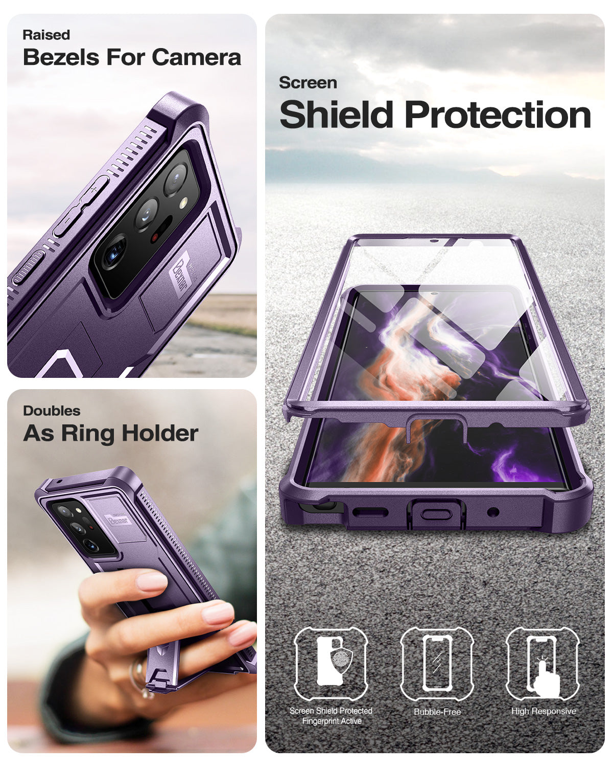 Dexnor Case for Samsung Galaxy Note 20 Ultra With Single Screen Protector Full Body Bumper Kickstand Heavy-duty Shockproof Rugged  Cover.