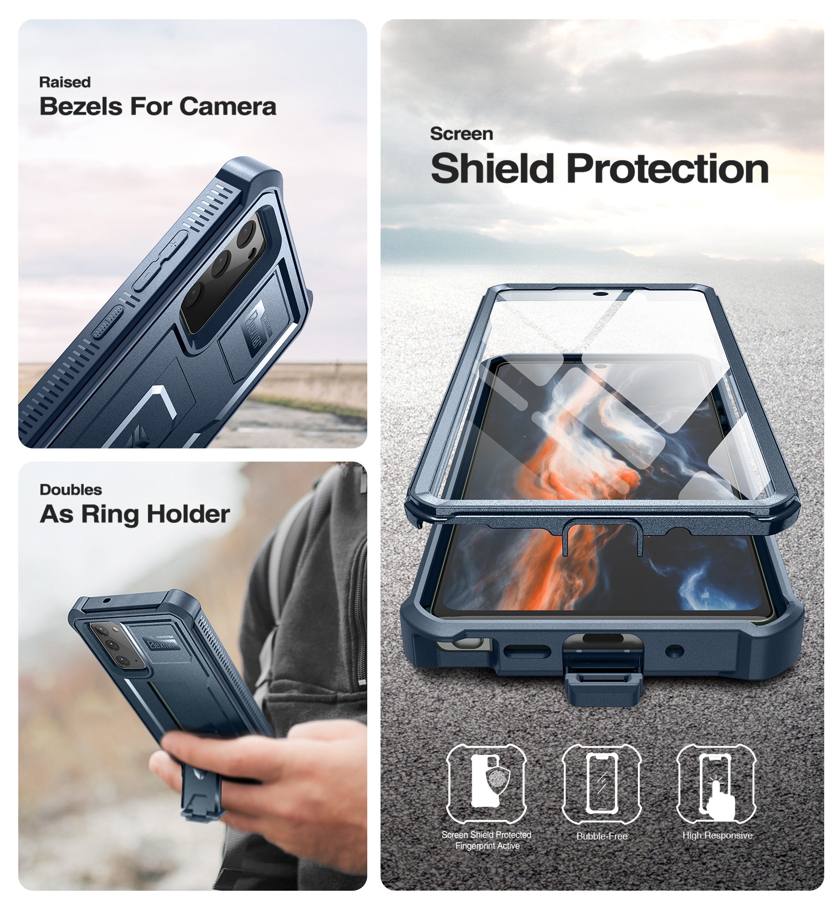 Dexnor Case for Samsung Galaxy Note 20 With Single Screen Protector Full Body Bumper Kickstand Heavy-duty Shockproof Rugged Military Grade Cover.