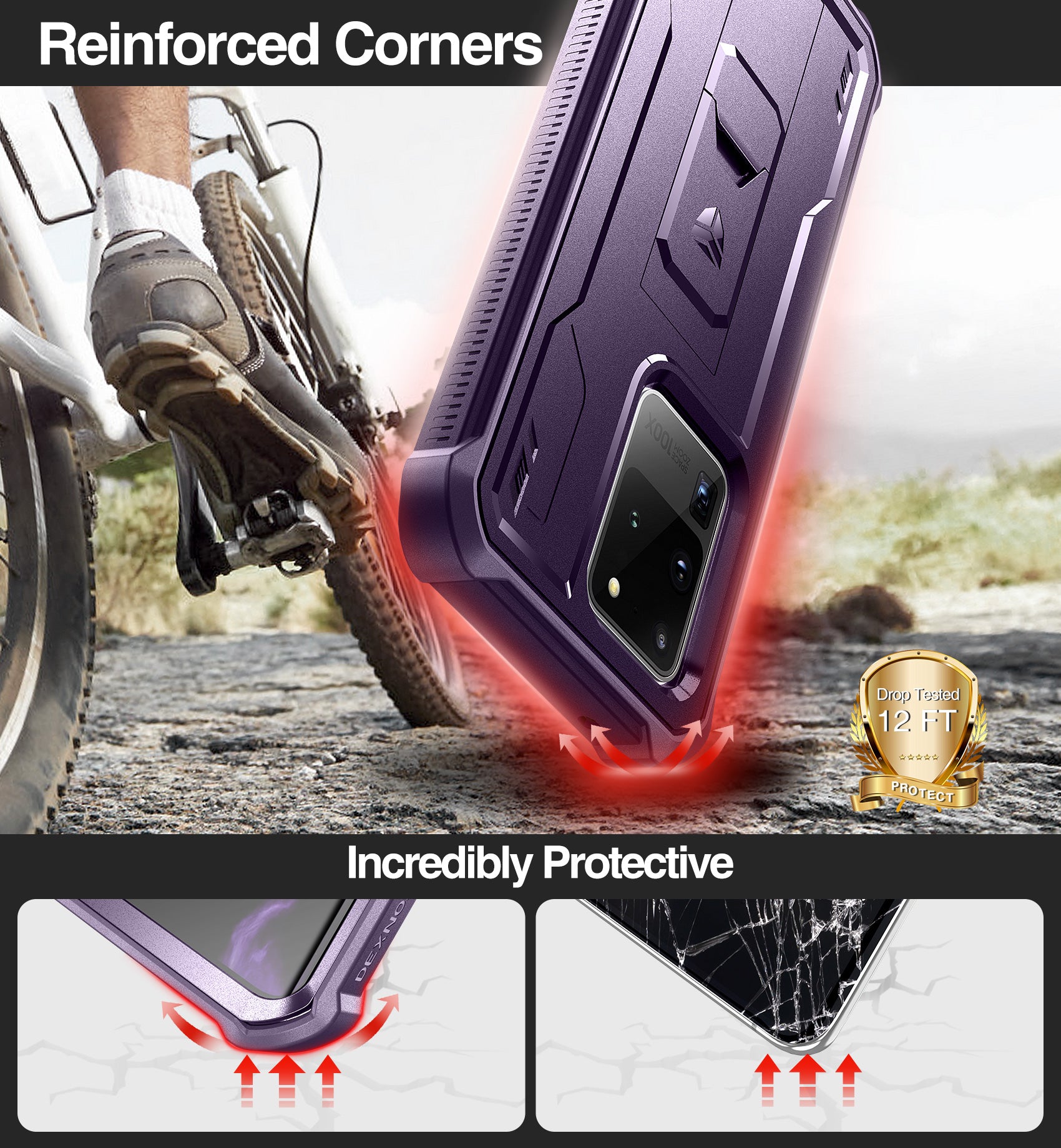 Dexnor Case for Samsung Galaxy S20 Ultra With Single Screen Protector Full Body Bumper Kickstand Heavy-duty Shockproof Rugged Cover.
