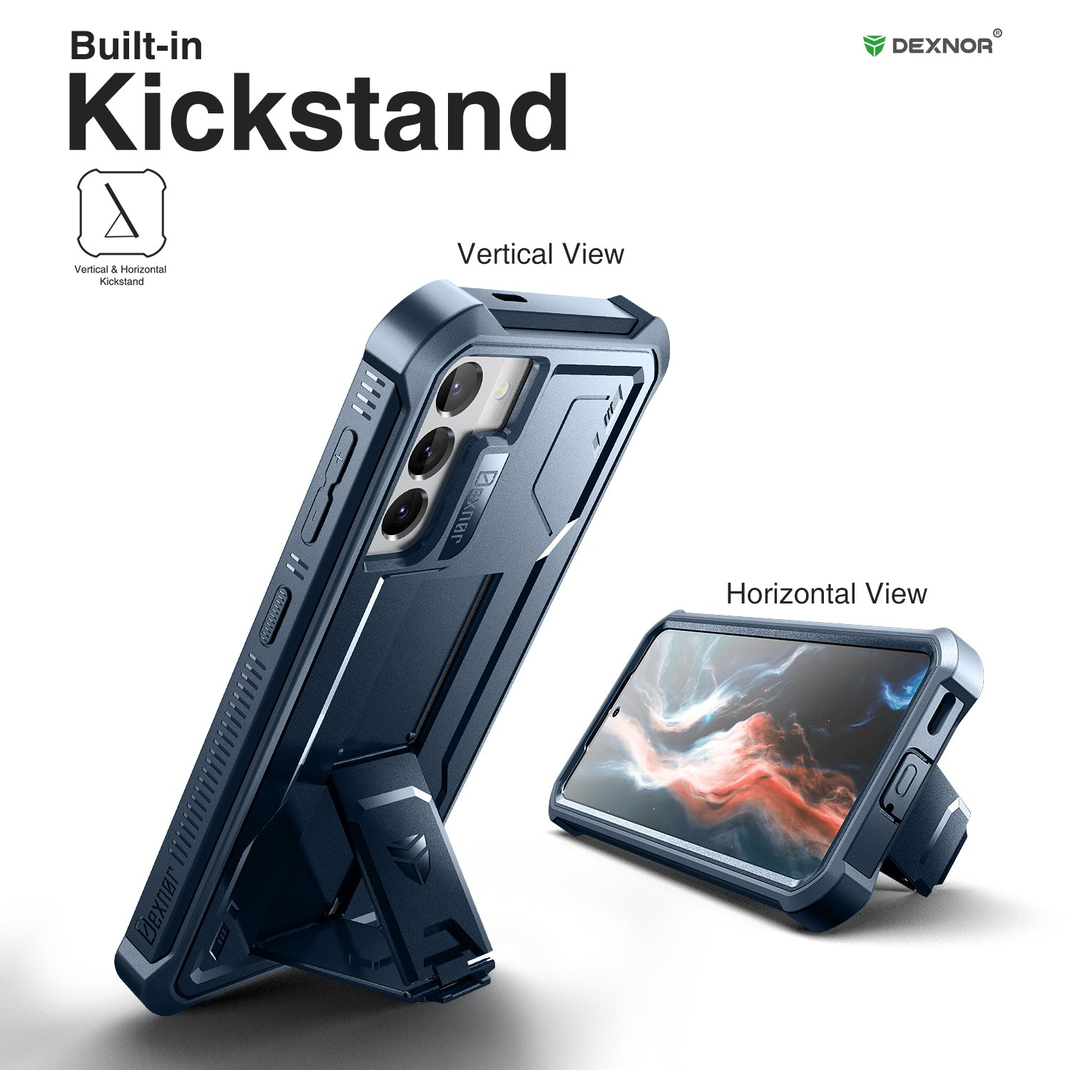 Dexnor Case for Samsung Galaxy S21 With Single Screen Protector Full Body Bumper Kickstand Heavy-duty Shockproof Rugged Cover.