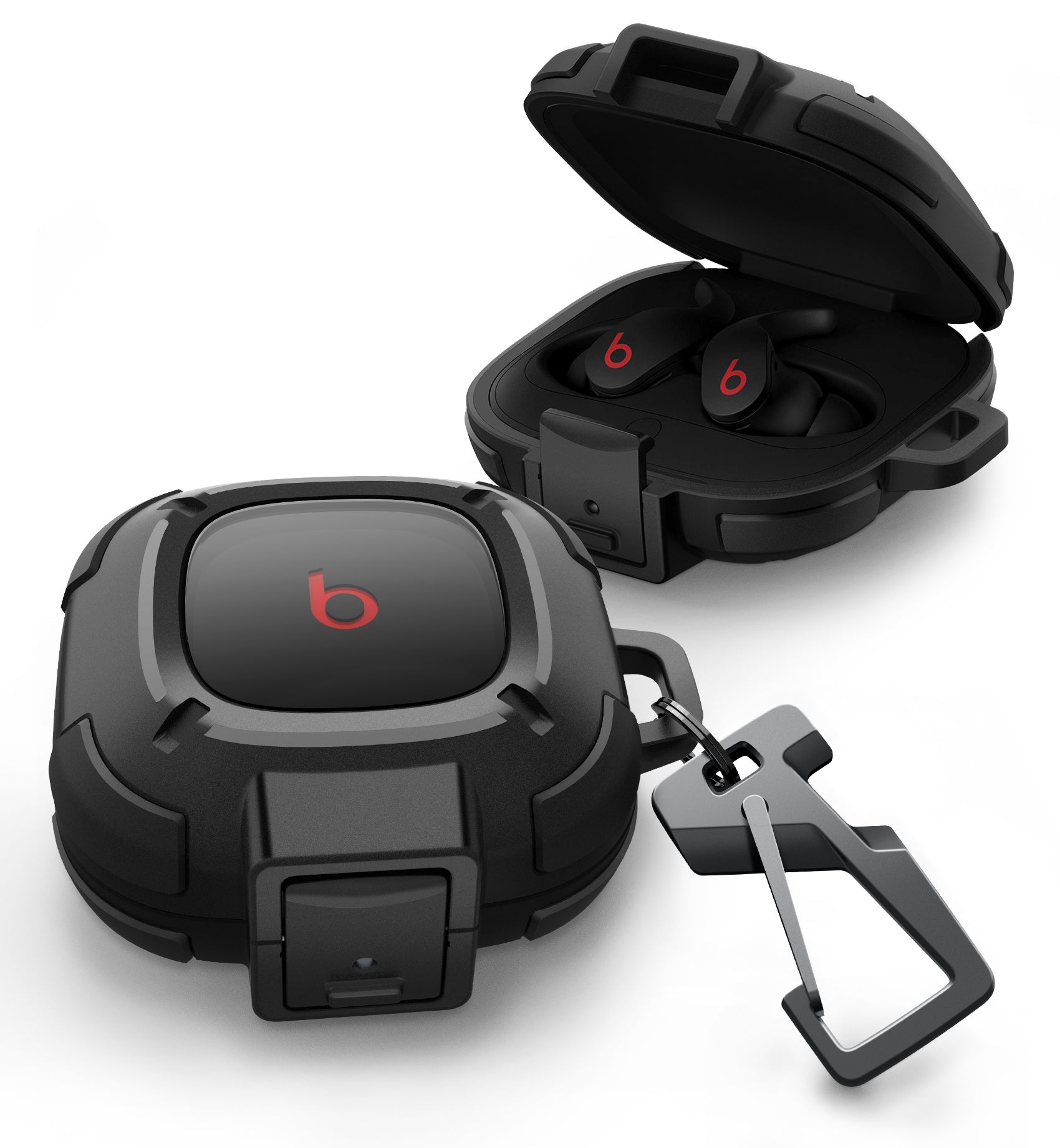 Dexnor Earphone Case for Beats Fit Pro 2021 with Secure Lock and Carabiner Full Body Bumper Shockproof Rugged Cover