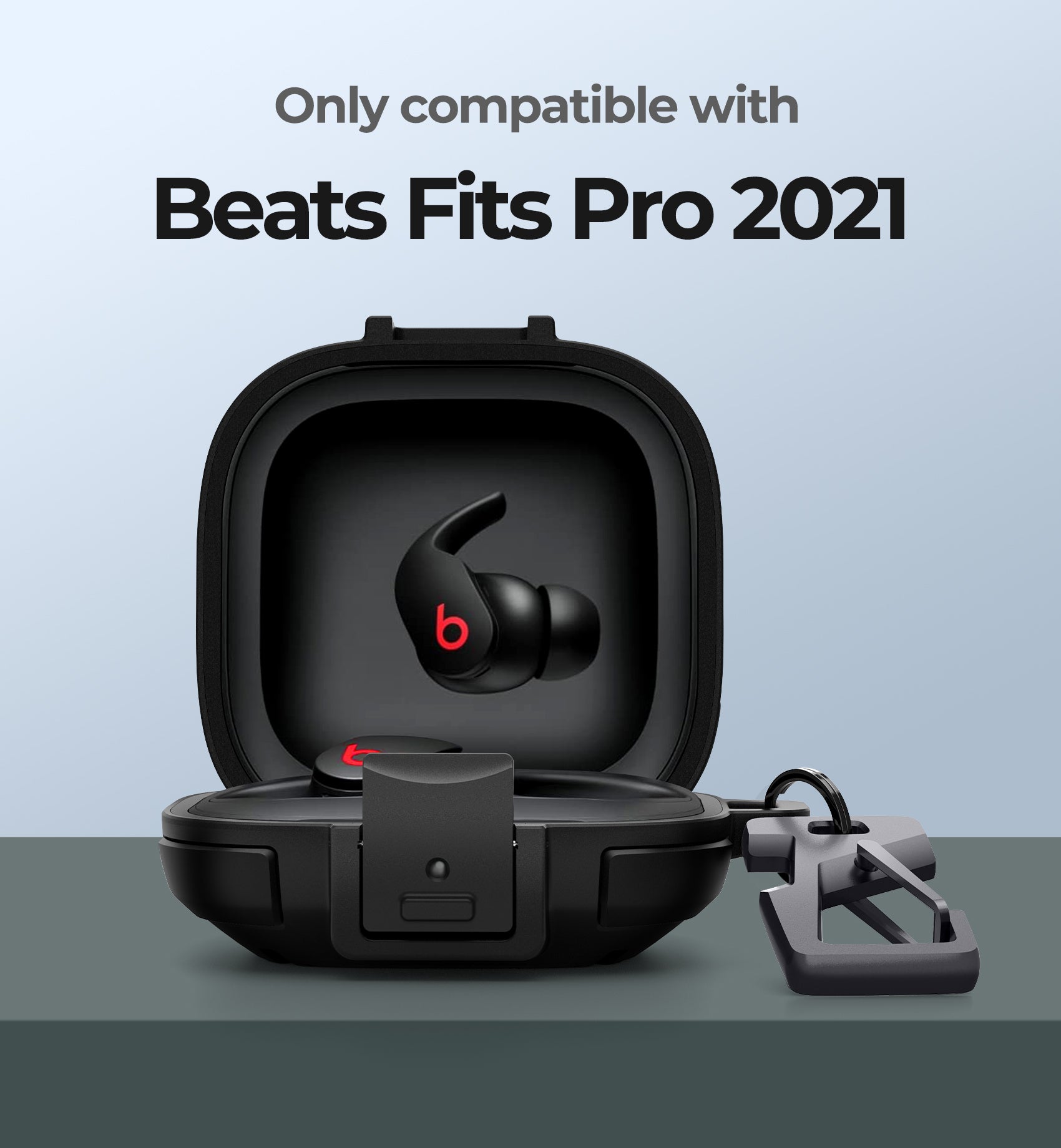 Dexnor Earphone Case for Beats Fit Pro 2021 with Secure Lock and Carabiner Full Body Bumper Shockproof Rugged Cover