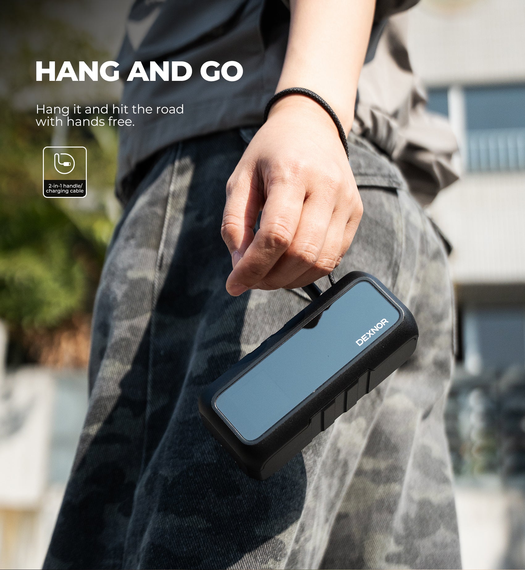 Dexnor 3-in-1 Power Bank 15,000mAh Battery Pack with 65W Output Foldable AC Plug Built-in USB Handle Cable Support PD3.0 PPS Fast Charging Sleek Portable Charger for iPhone Samsung etc