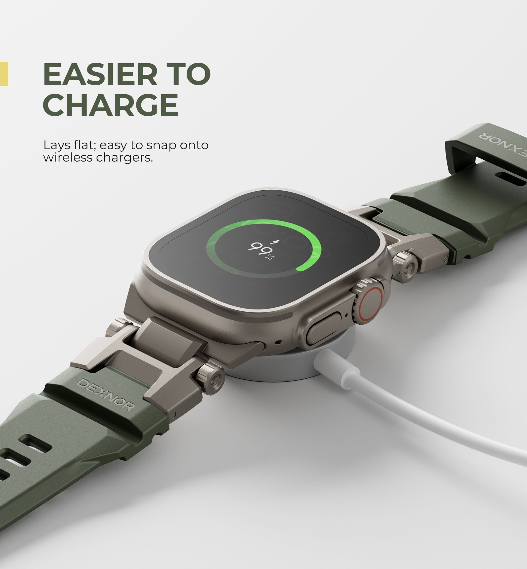 Dexnor Band for Apple Watch Series 10 46mm Band with Rugged Metal Connector Durable Stainless Steel