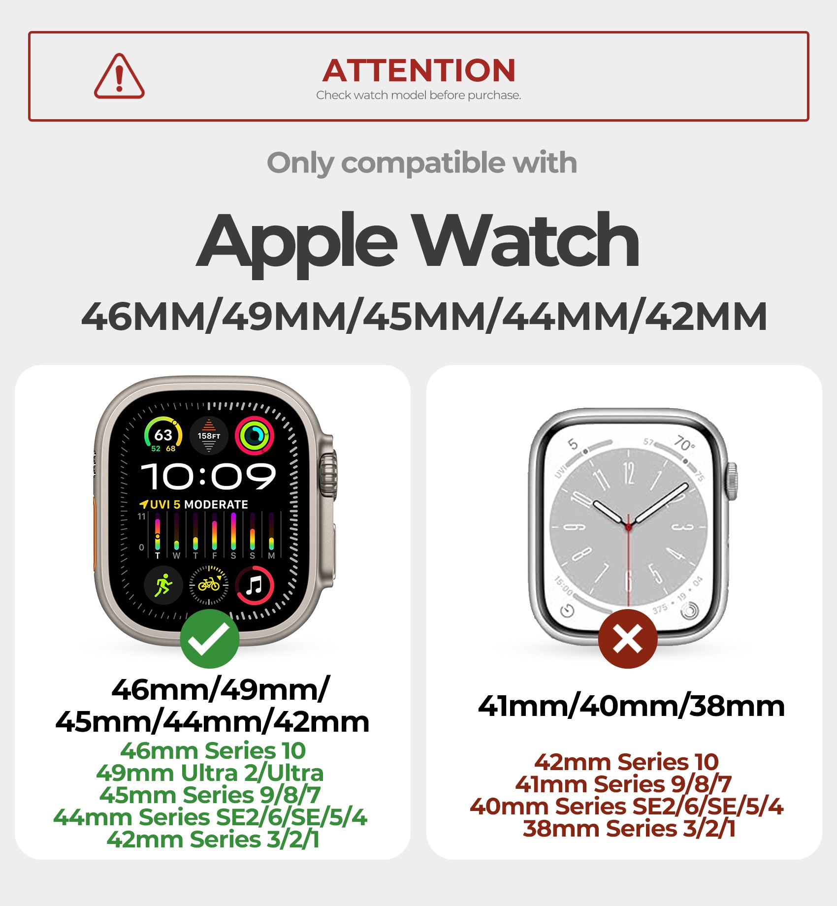 Dexnor Watch Band for Apple Watch Series 9 45mm, Series 8 45mm, Series 7 45mm with Rugged Metal Connector Durable Stainless Steel