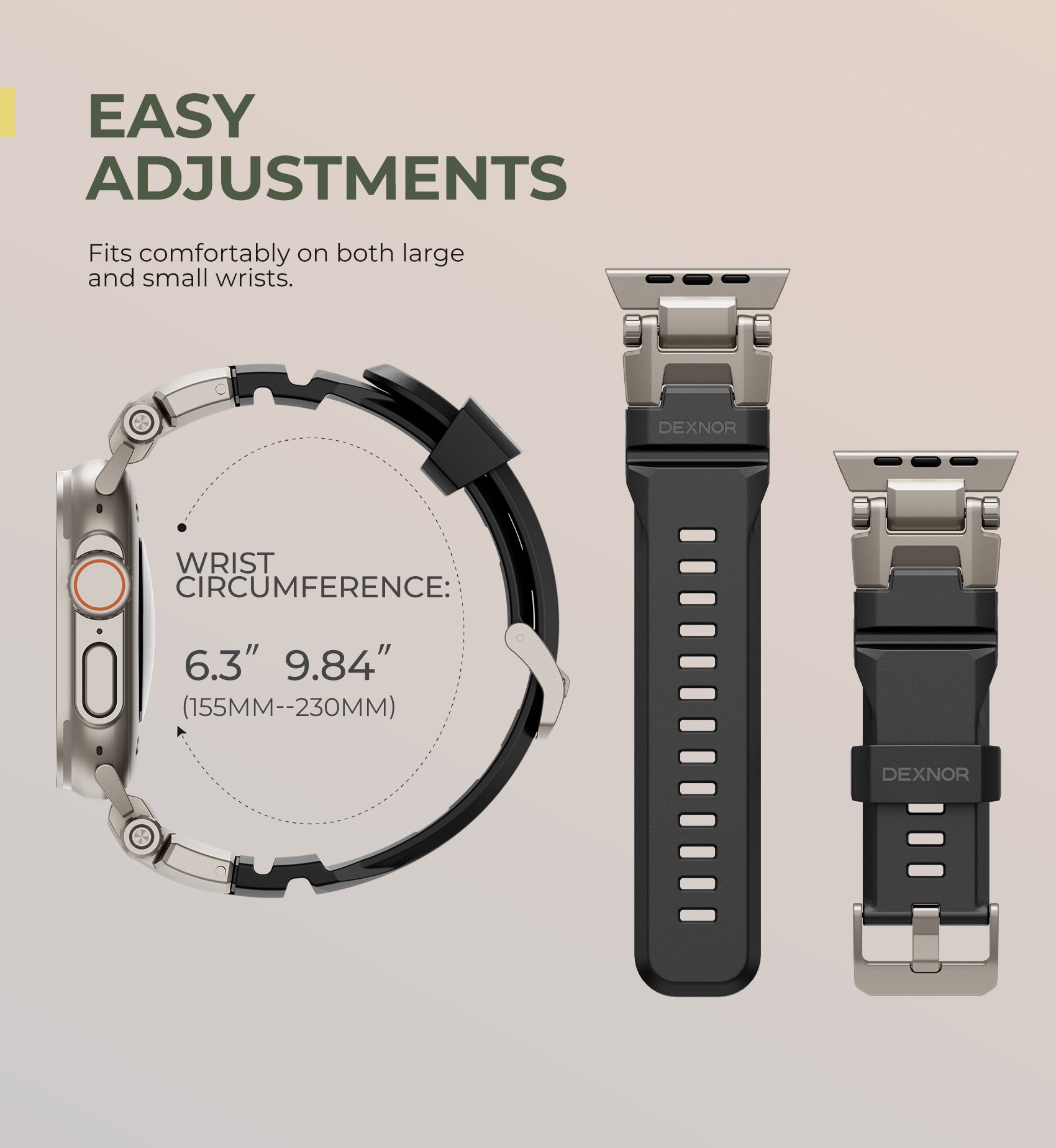 Dexnor Band for Apple Watch Ultra 2 and 1 49mm Band with Rugged Metal Connector Durable Stainless Steel