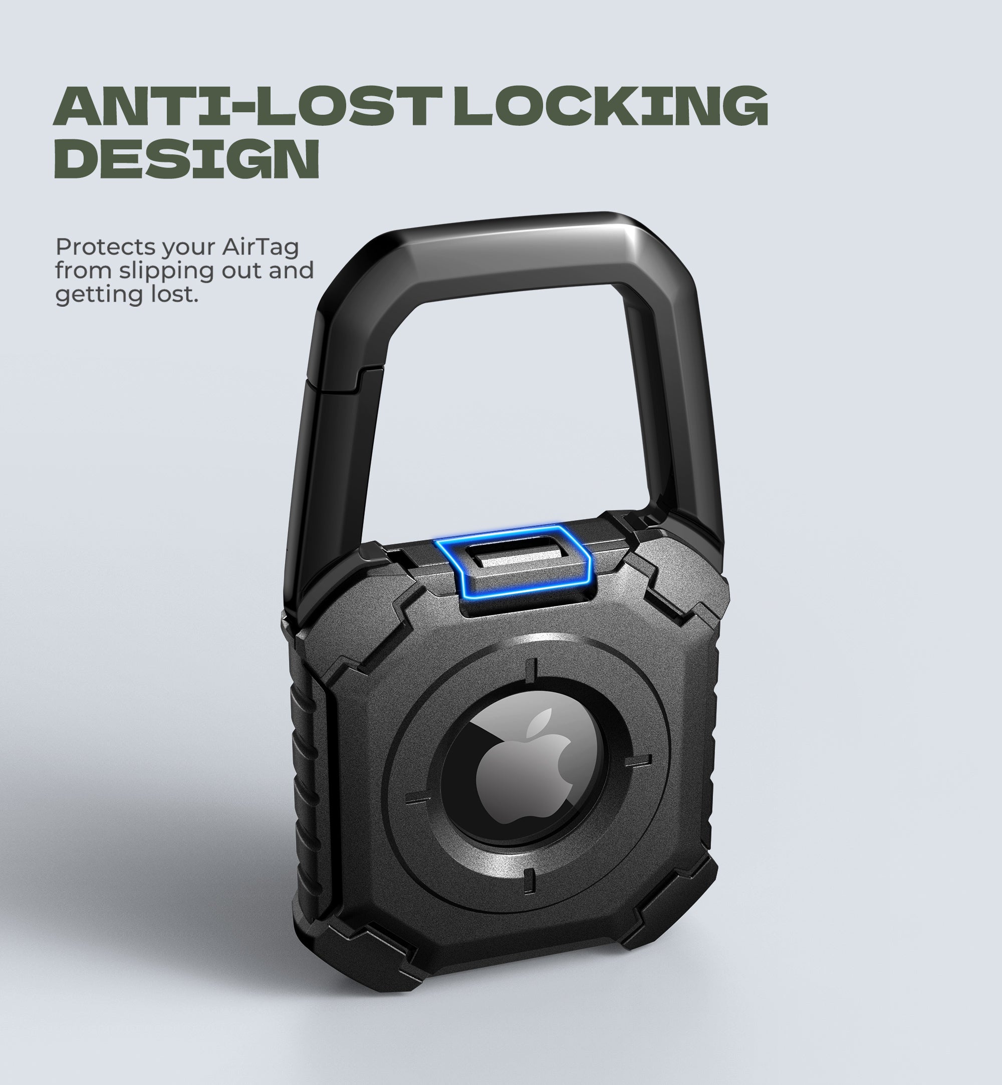 Dexnor Case for Apple AirTag Holder Air Tag Case with Carabiner Locking Design Shockproof Anti Scratch TPU Cases Holders with Open Face Raised Edge for AirTag Accessory for Keys Pets Luggage