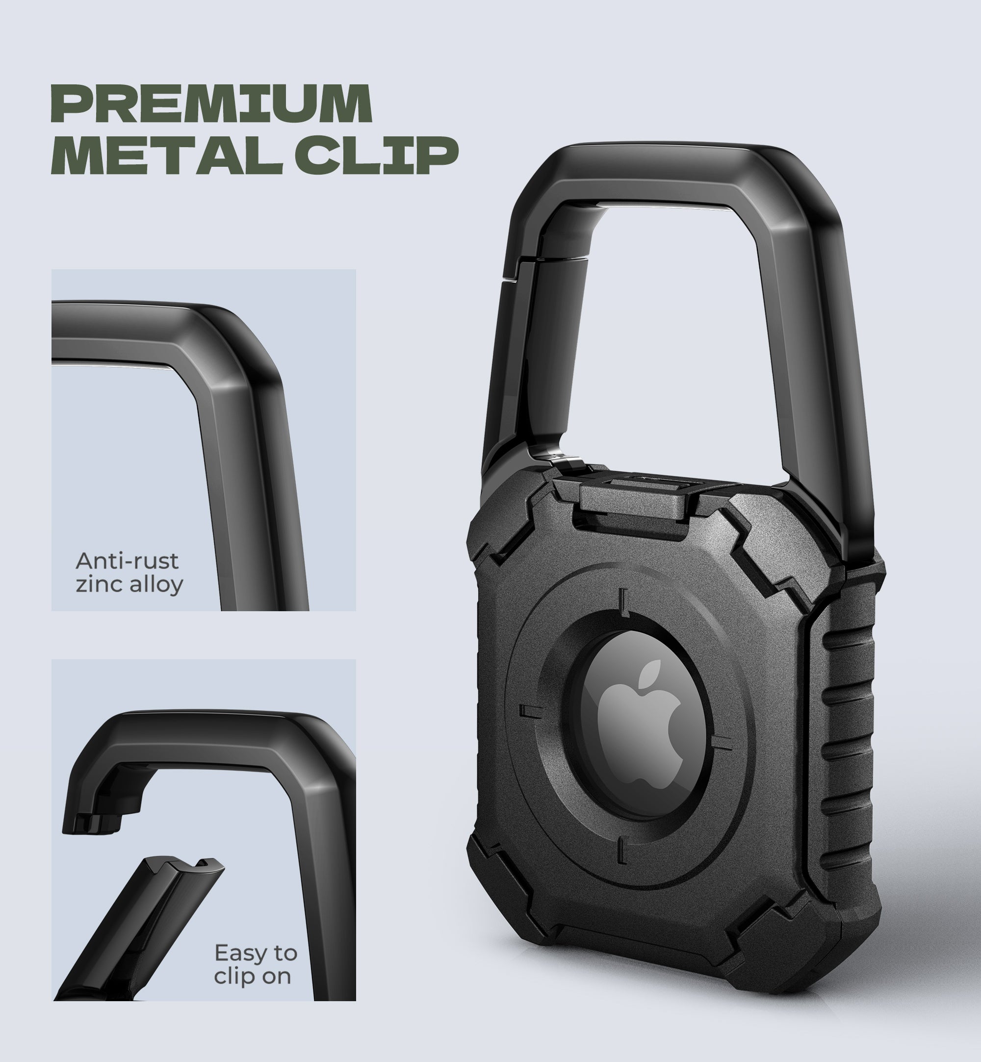 Dexnor Case for Apple AirTag Holder Air Tag Case with Carabiner Locking Design Shockproof Anti Scratch TPU Cases Holders with Open Face Raised Edge for AirTag Accessory for Keys Pets Luggage