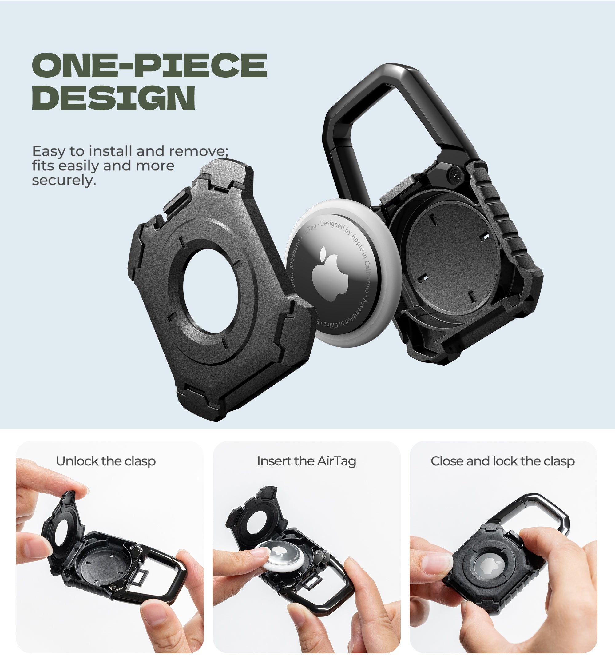 Dexnor Case for Apple AirTag Holder Air Tag Case with Carabiner Locking Design Shockproof Anti Scratch TPU Cases Holders with Open Face Raised Edge Dexnor Case for Apple AirTag Holder Air Tag Case with Carabiner Locking Design Shockproof Anti Scratch TPU Cases Holders with Open Face Raised Edge