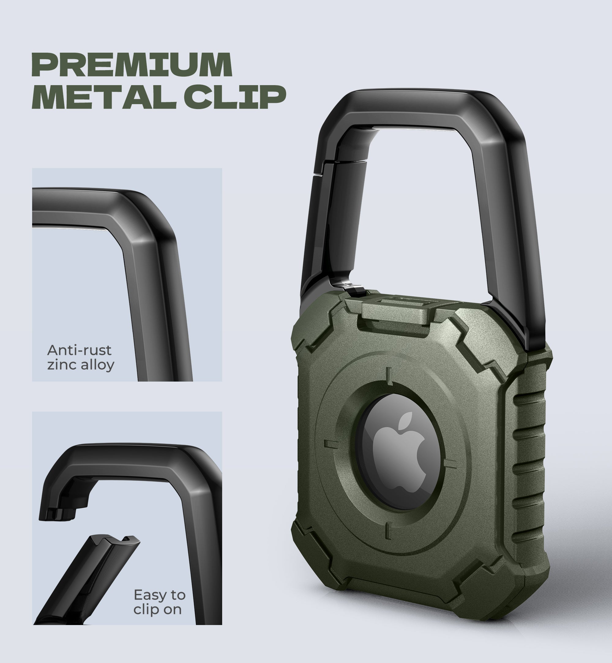 Dexnor Case for Apple AirTag Holder Air Tag Case with Carabiner Locking Design Shockproof Anti Scratch TPU Cases Holders with Open Face Raised Edge for AirTag Accessory for Keys Pets Luggage