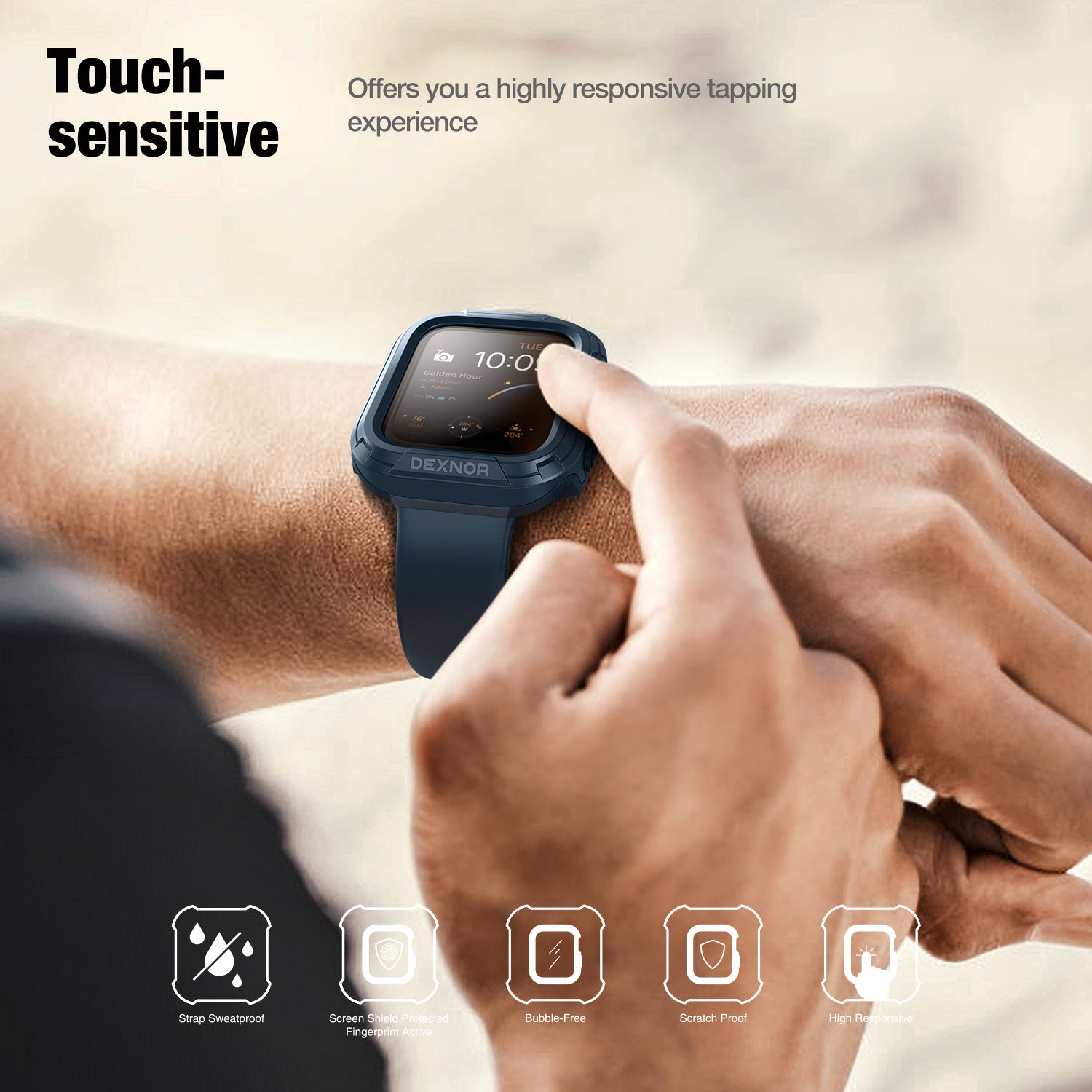 Dexnor Case for Apple Watch Series SE 42mm Series 6 42mm Series 5 42mm Series 4 42mm Series3 42mm Series 2 Series1 42mm Protective Case with Bulit-in Screen Protector 2 in 1 Overall Guard Case Cover