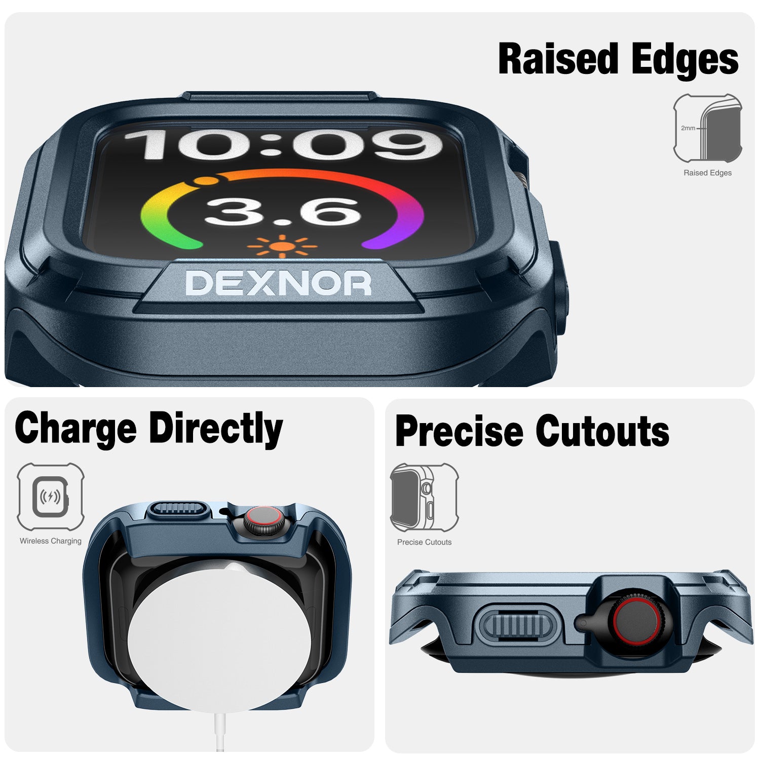 Dexnor Case for Apple Watch Series SE 42mm Series 6 42mm Series 5 42mm Series 4 42mm Series3 42mm Series 2 Series1 42mm Protective Case with Bulit-in Screen Protector 2 in 1 Overall Guard Case Cover